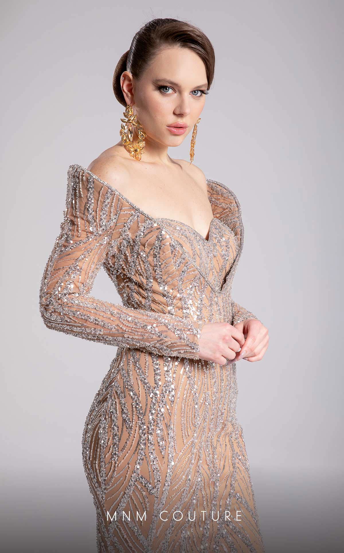 Formal Dresses Long Formal Prom Sequin Mermaid Dress MNM Couture F02900 Silver
