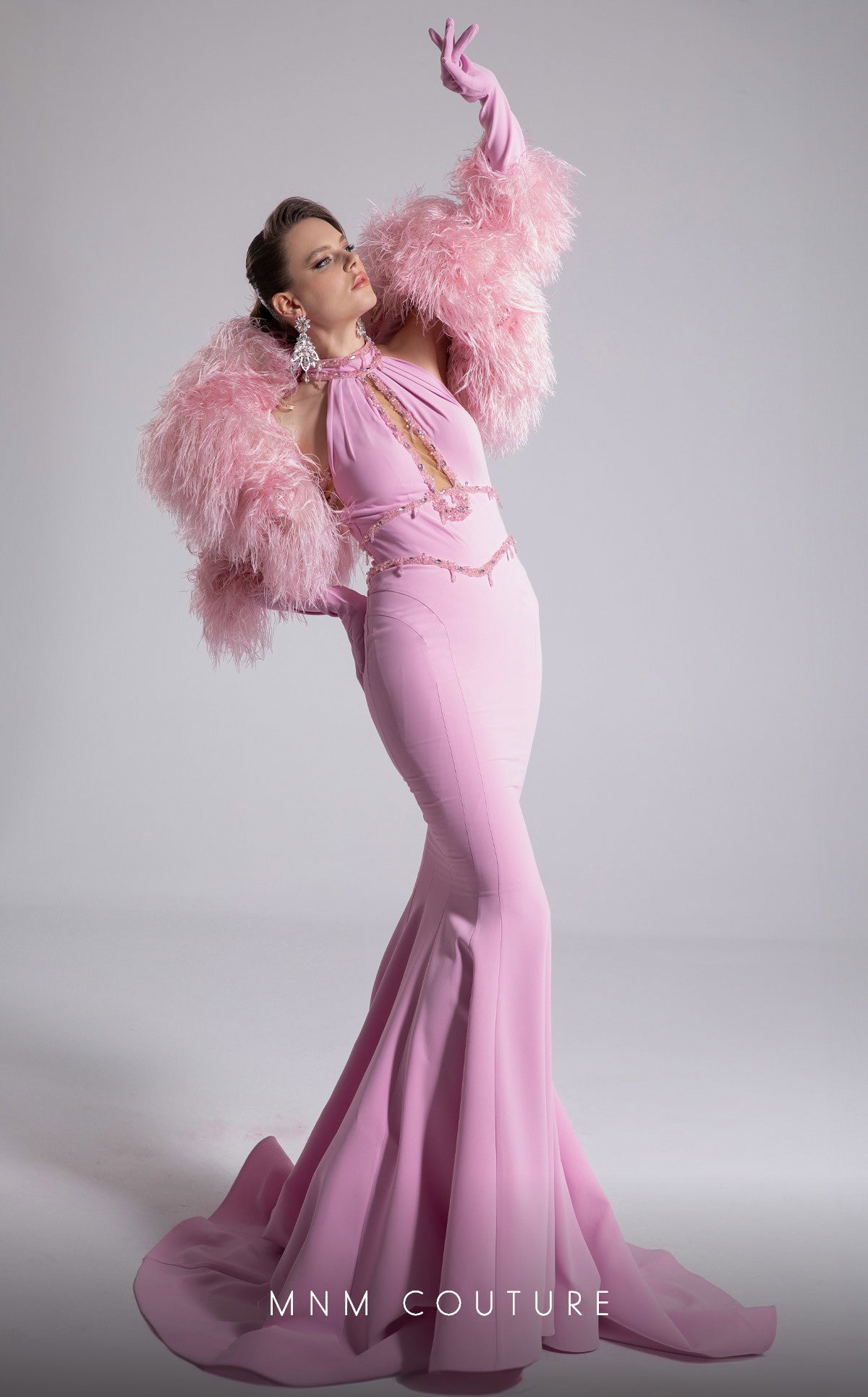 Prom Dresses Long Formal Mermaid Beaded Prom Dress MNM Couture F02903 Pink