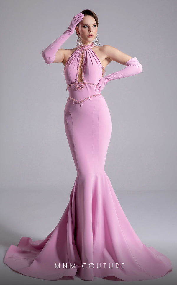 Long Formal Mermaid Beaded Prom Dress MNM Couture F02903
