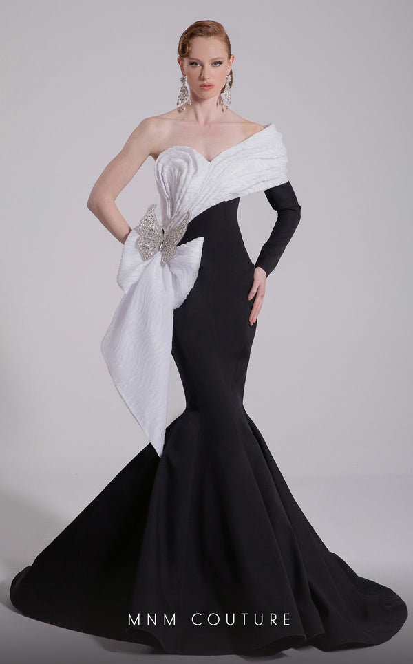 Pleated Long Formal Mermaid Prom Dress MNM Couture F02907