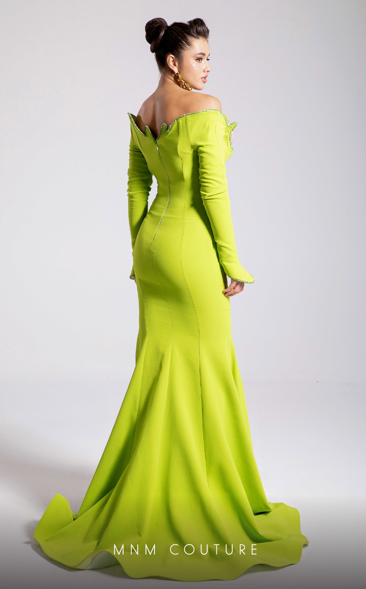 Prom Dresses Long Formal Mermaid Floral Ruffle Prom Dress MNM Couture F02908 Lime
