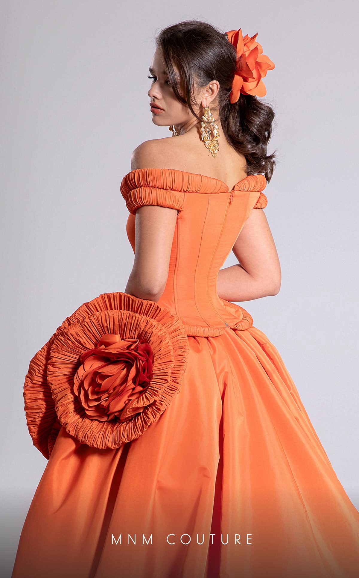 Prom Dresses Two Piece High Low Corset Prom Dress MNM Couture F02913 Orange