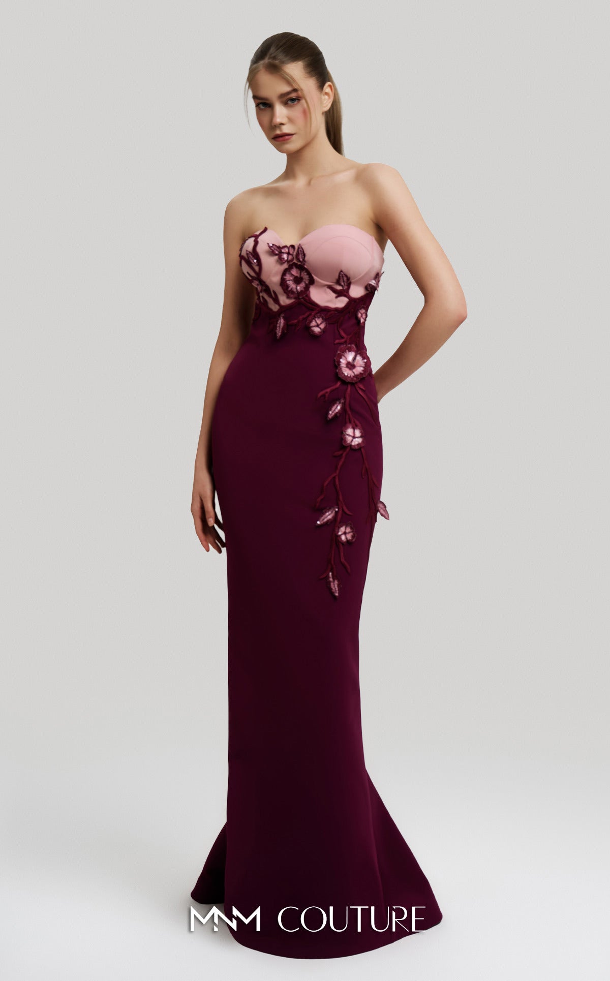 Prom Dresses Long Formal Floral Cape Prom Dress MNM Couture F02917 Cherry