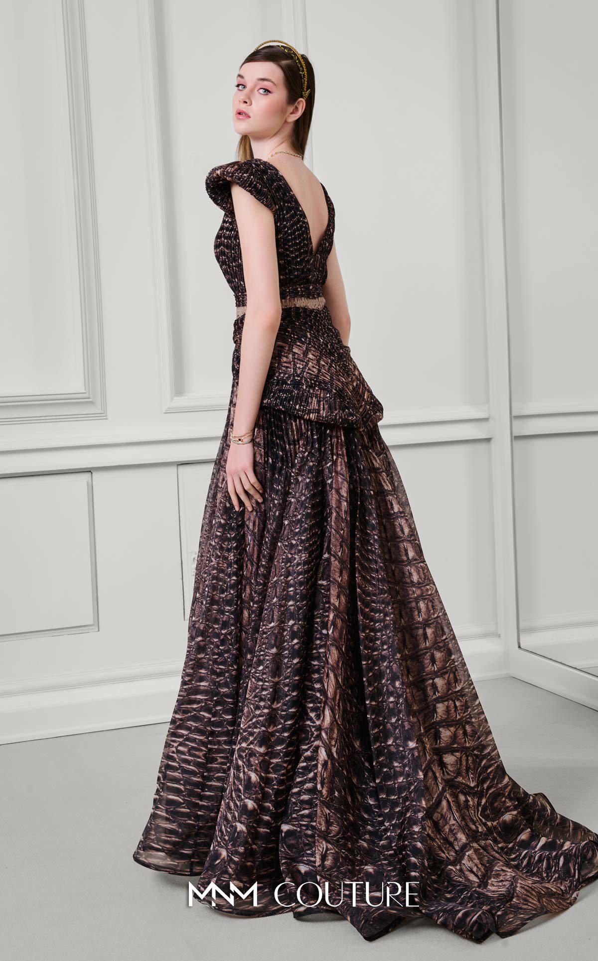 Formal Dresses Long Pleated A Line Formal Dress MNM Couture F02922 Brown