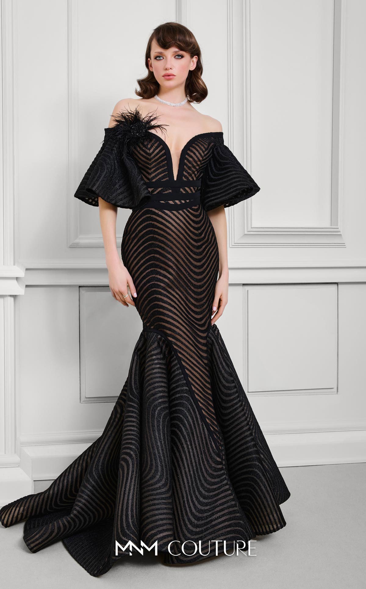 MNM Couture F02925 Mermaid Long Prom Formal Ruffle Dress