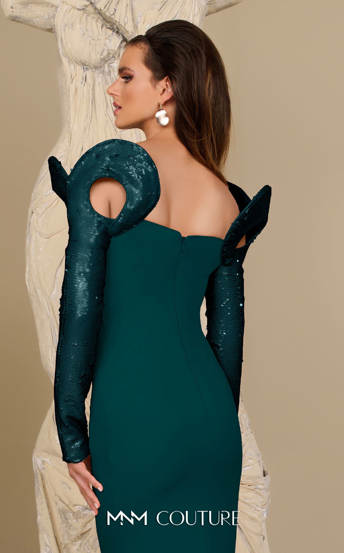 Formal Dresses Long Formal Fitted Sequin Dress MNM Couture F02942 Petrol
