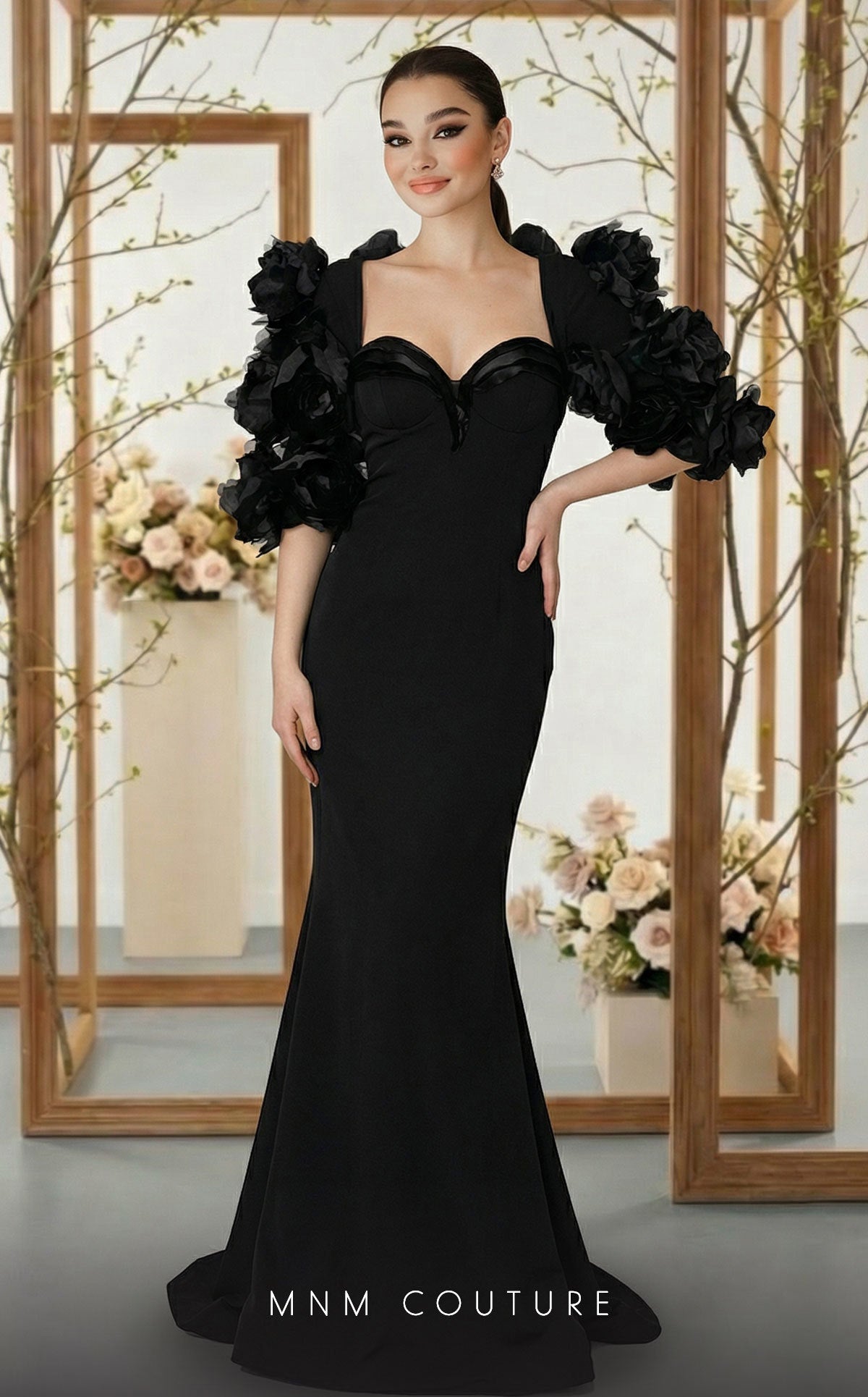 Formal Dresses Fitted Evening Long Formal Mother of the Bride Dress MNM Couture F02944 Black