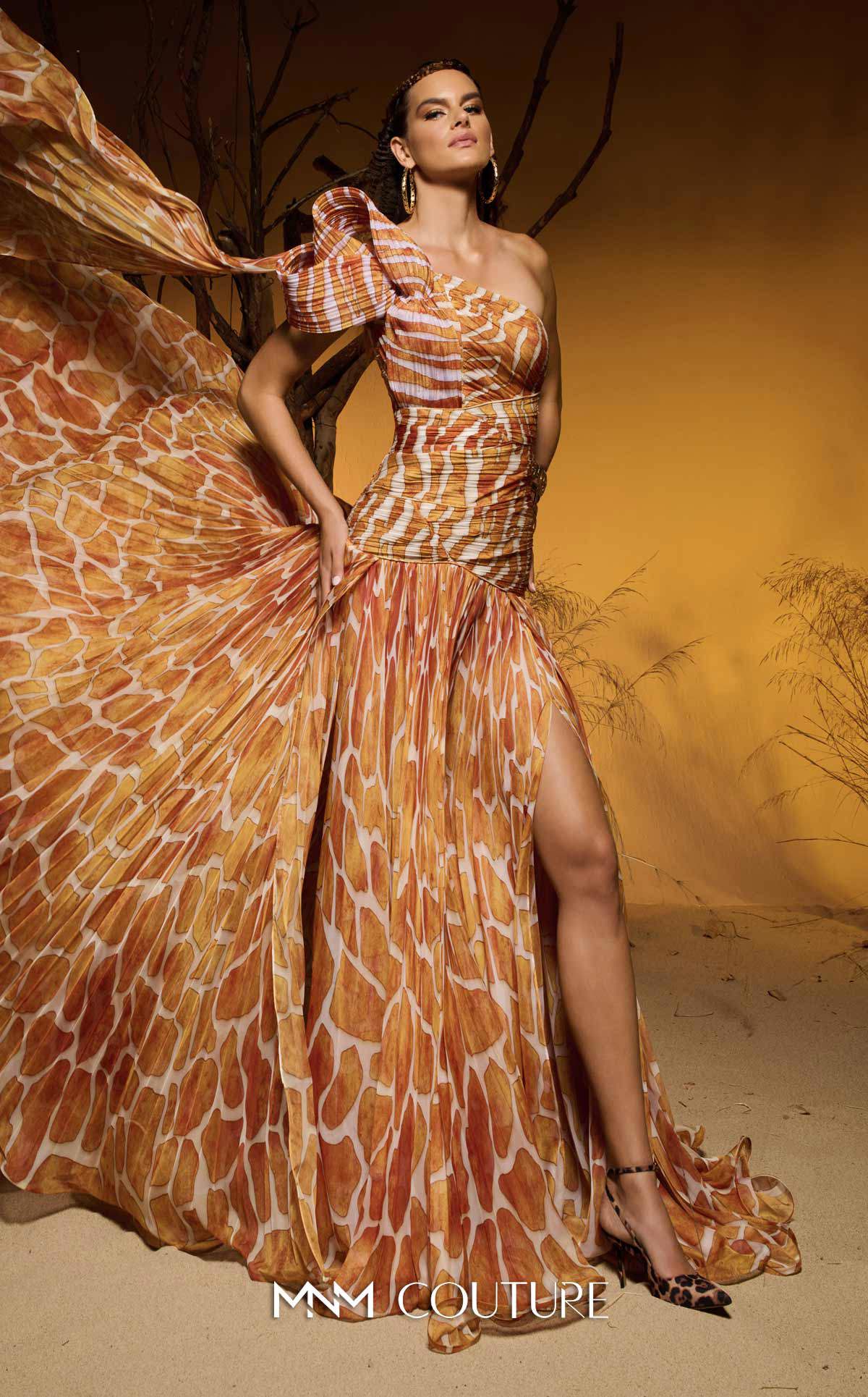 One-Shoulder Floor-Length Jersey Occasion Mermaid MNM Couture F02974