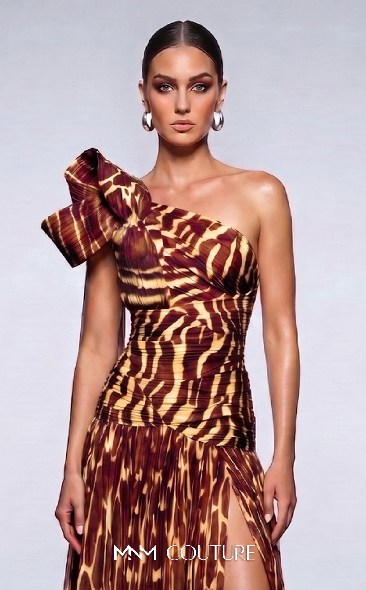 One-Shoulder Floor-Length Jersey Occasion Mermaid MNM Couture F02974