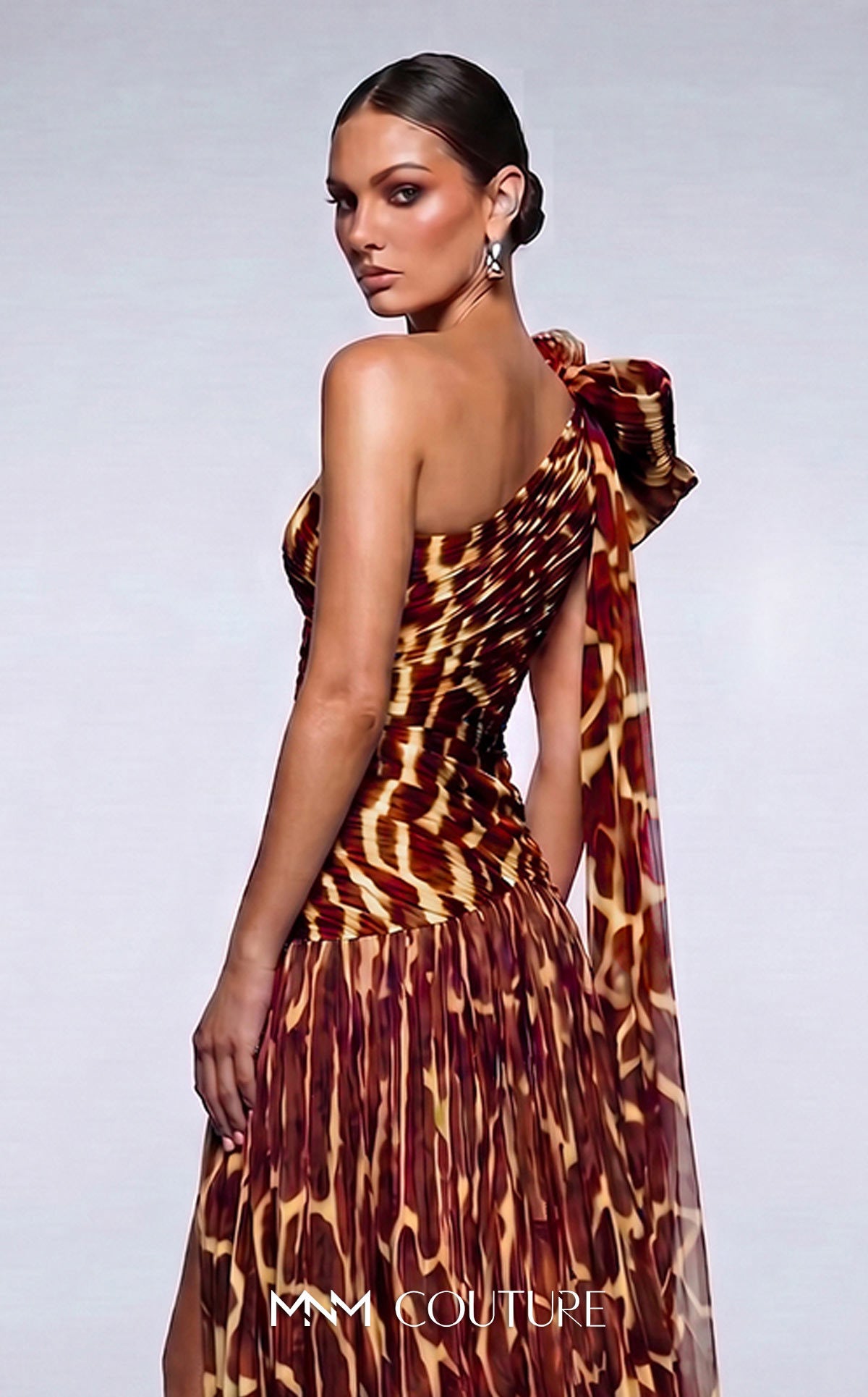 One-Shoulder Floor-Length Jersey Occasion Mermaid MNM Couture F02974