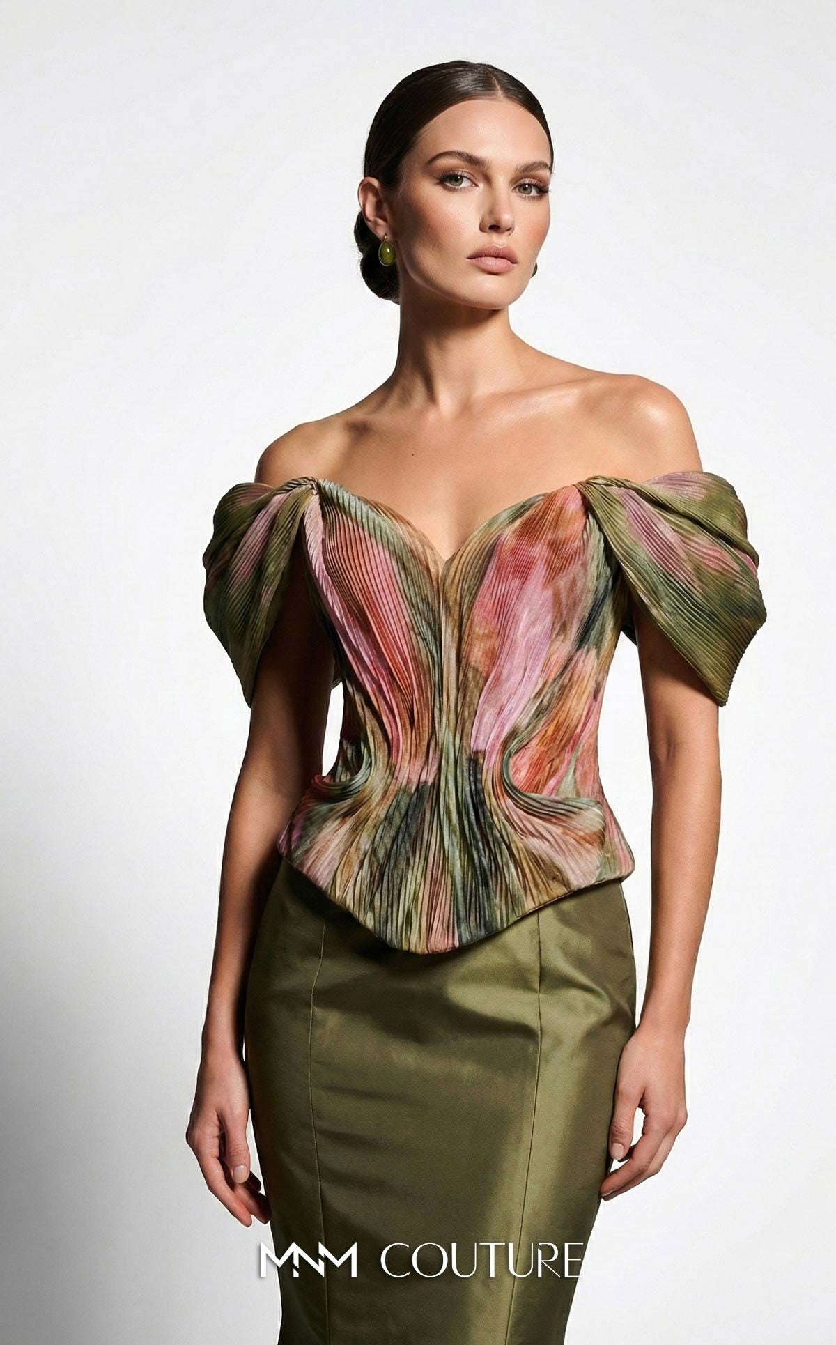 Off-the-Shoulder Floor-Length Satin Formal Mermaid MNM Couture F02981A