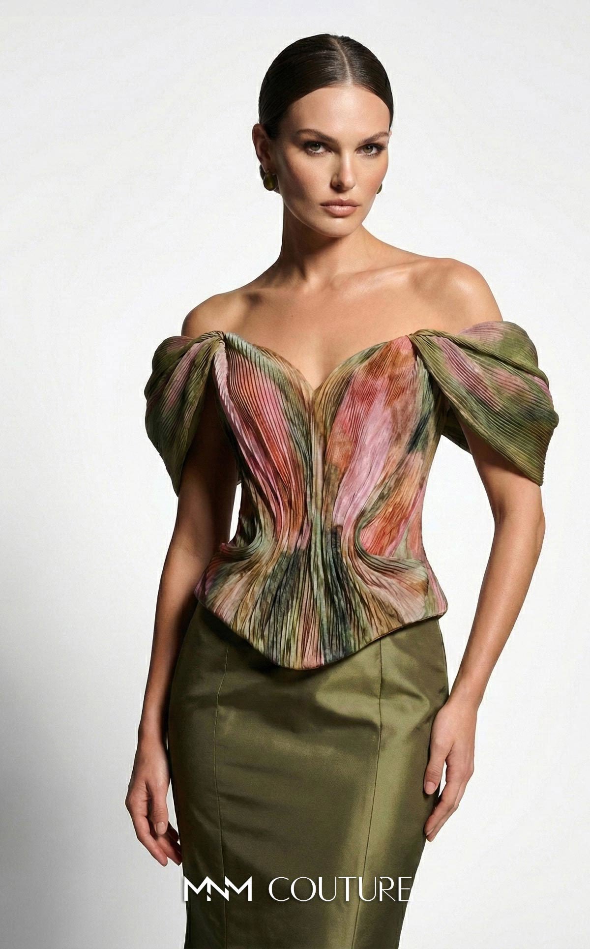 Off-the-Shoulder Floor-Length Satin Formal Mermaid MNM Couture F02981A