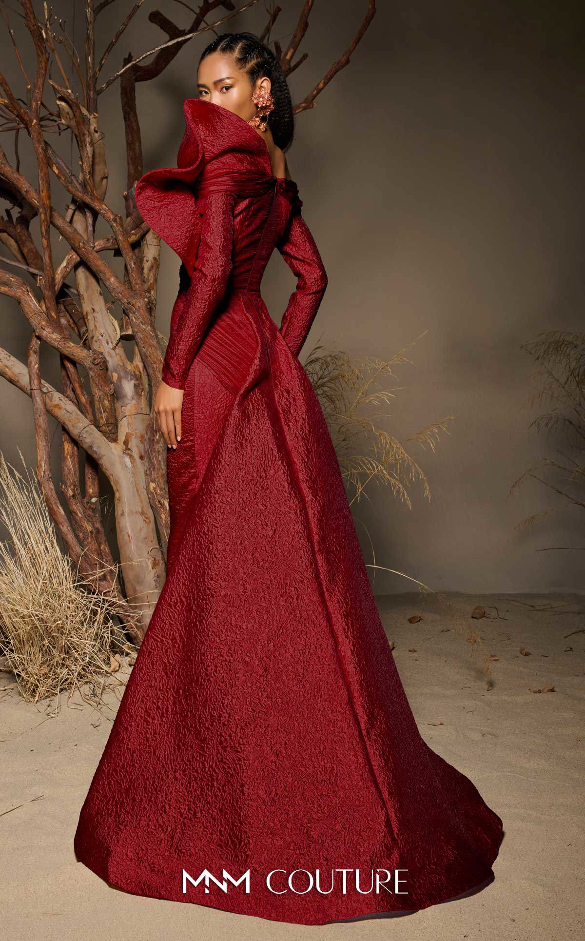 Formal Dresses Pleated Long Prom Mermaid Formal Dress MNM Couture F02982 Red