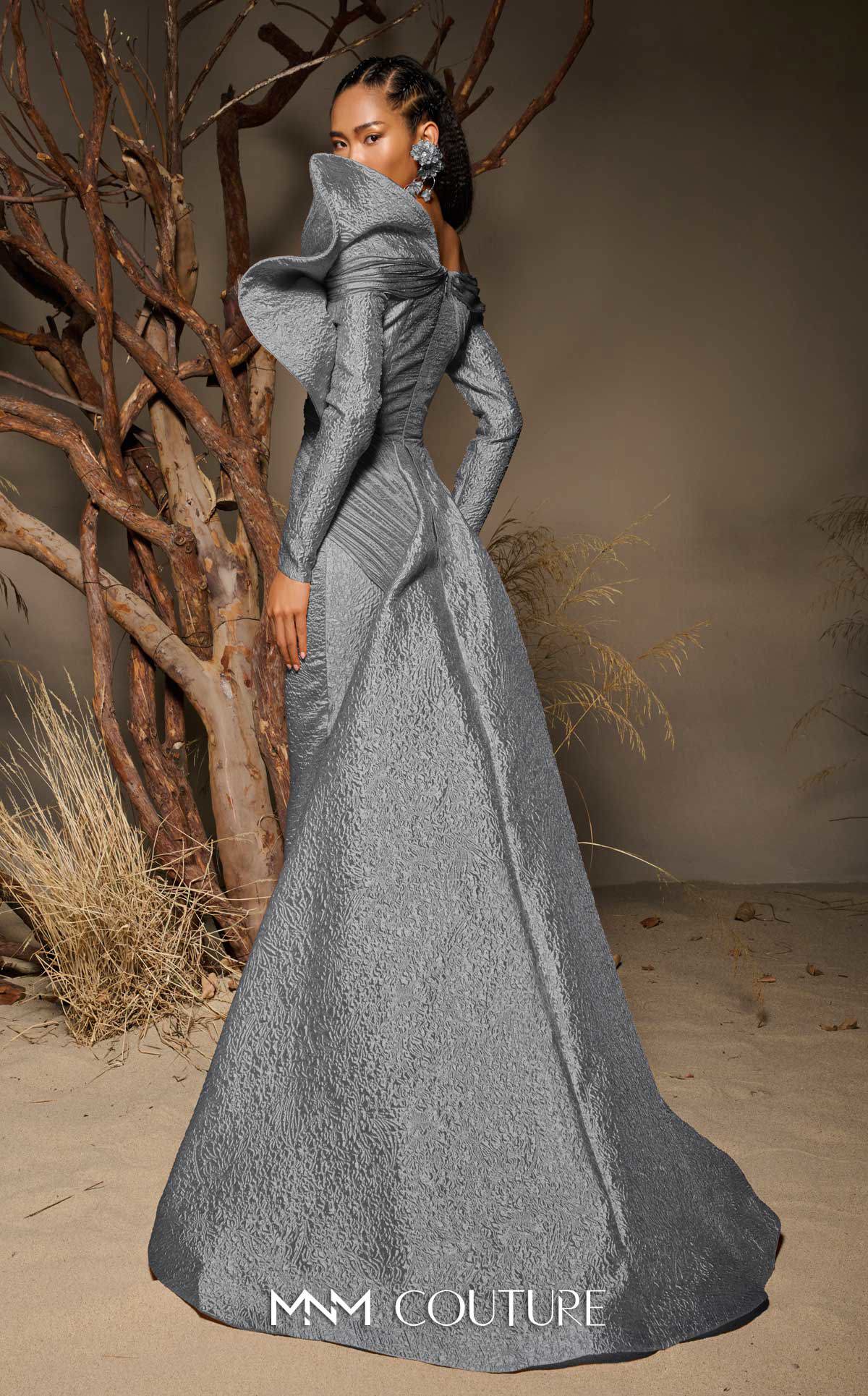 Formal Dresses Pleated Long Prom Mermaid Formal Dress MNM Couture F02982 Grey