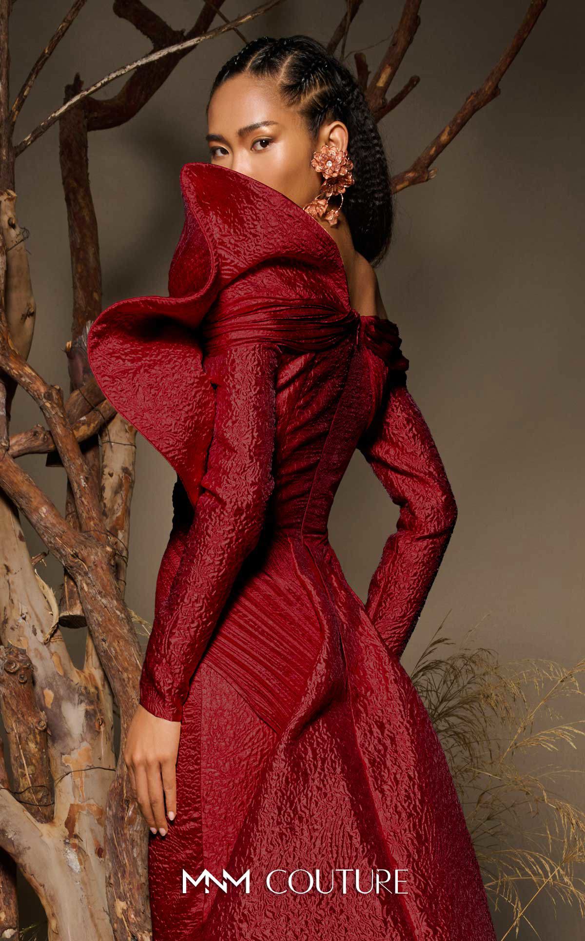 Formal Dresses Pleated Long Prom Mermaid Formal Dress MNM Couture F02982 Red