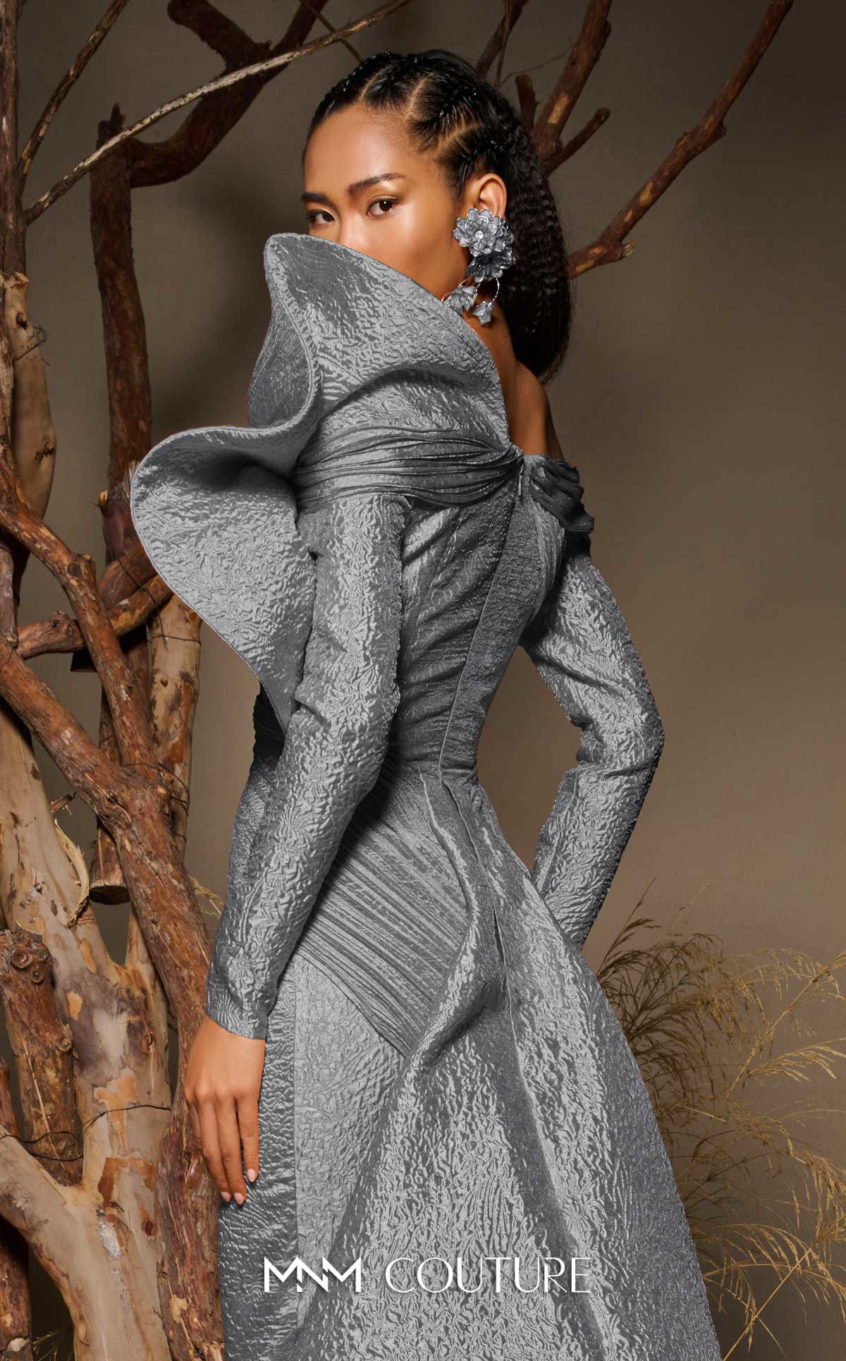 Formal Dresses Pleated Long Prom Mermaid Formal Dress MNM Couture F02982 Grey
