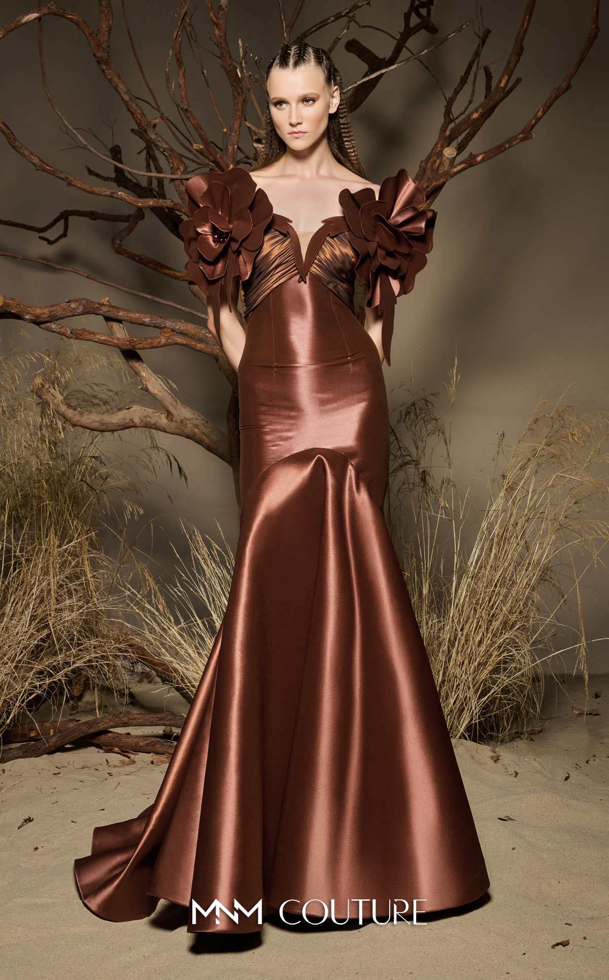 Long Formal 3D Floral Mermaid Prom Dress MNM Couture F02993