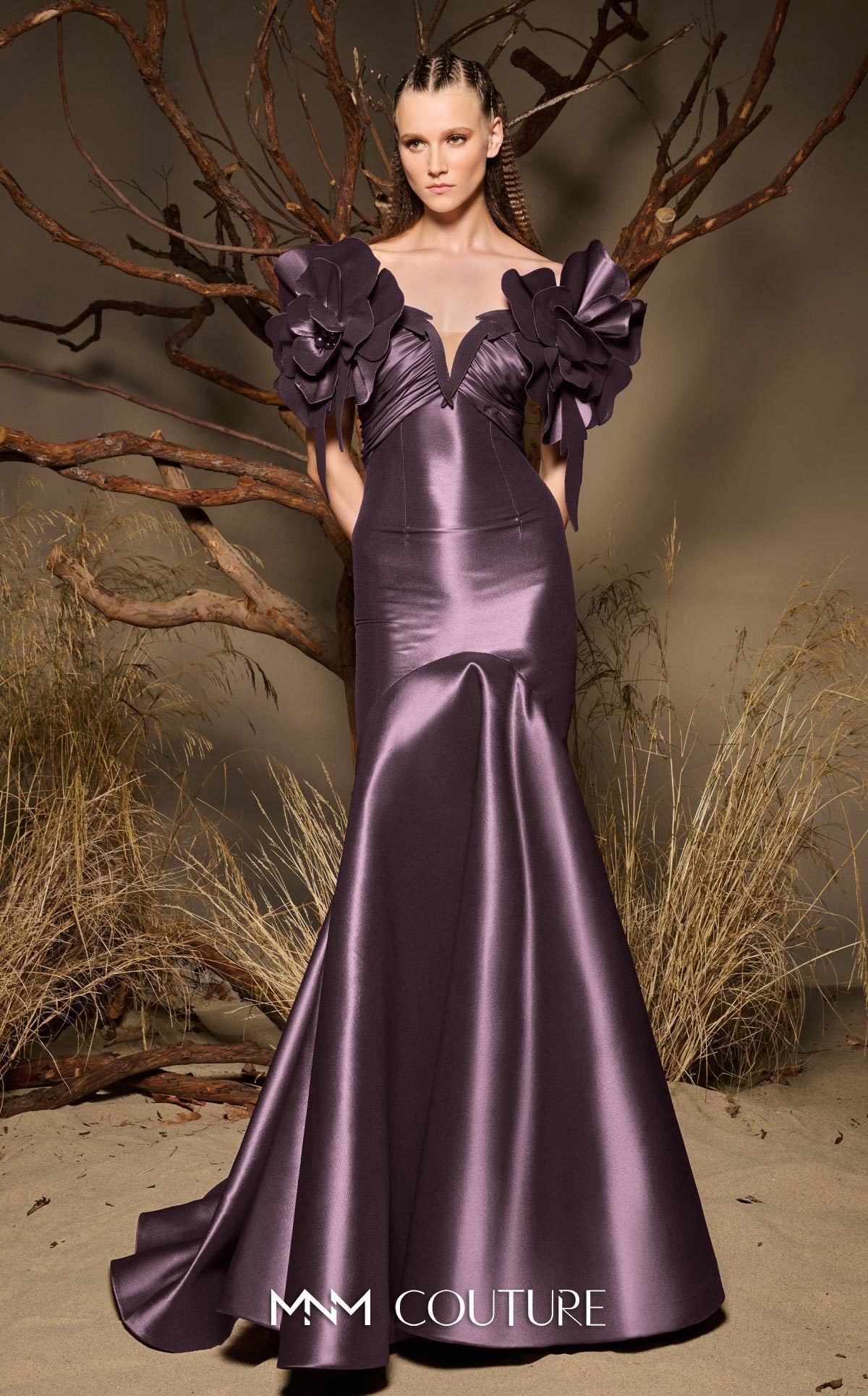 Prom Dresses Long Formal 3D Floral Mermaid Prom Dress MNM Couture F02993 Lilac