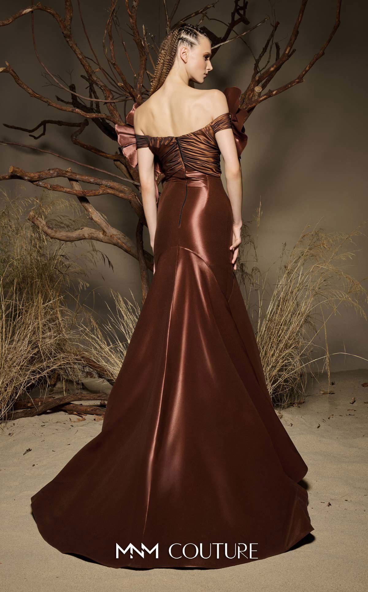 Prom Dresses Long Formal 3D Floral Mermaid Prom Dress MNM Couture F02993 Brown