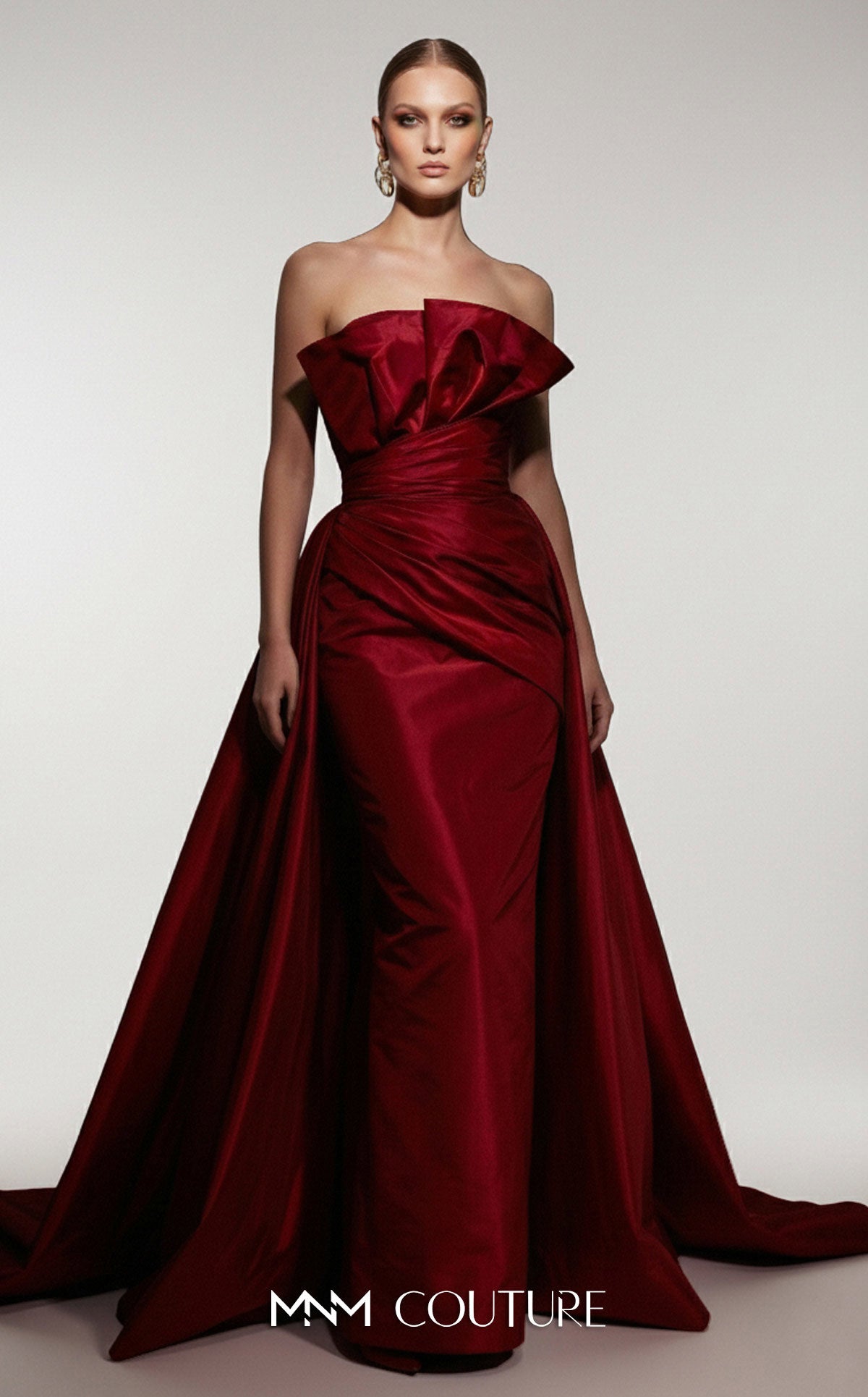 Strapless Straight Neck Floor-Length Satin Formal Ball Gown MNM Couture F03006