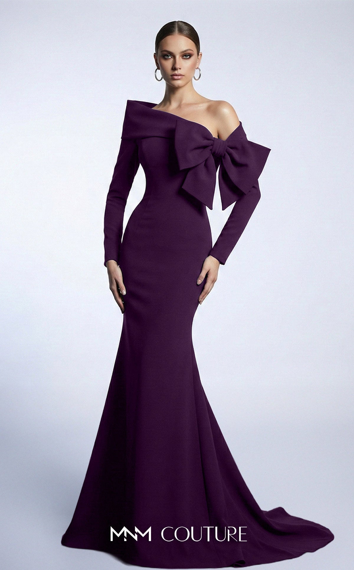 Off-the-Shoulder Floor-Length Scuba Occasion Mermaid MNM Couture F03007
