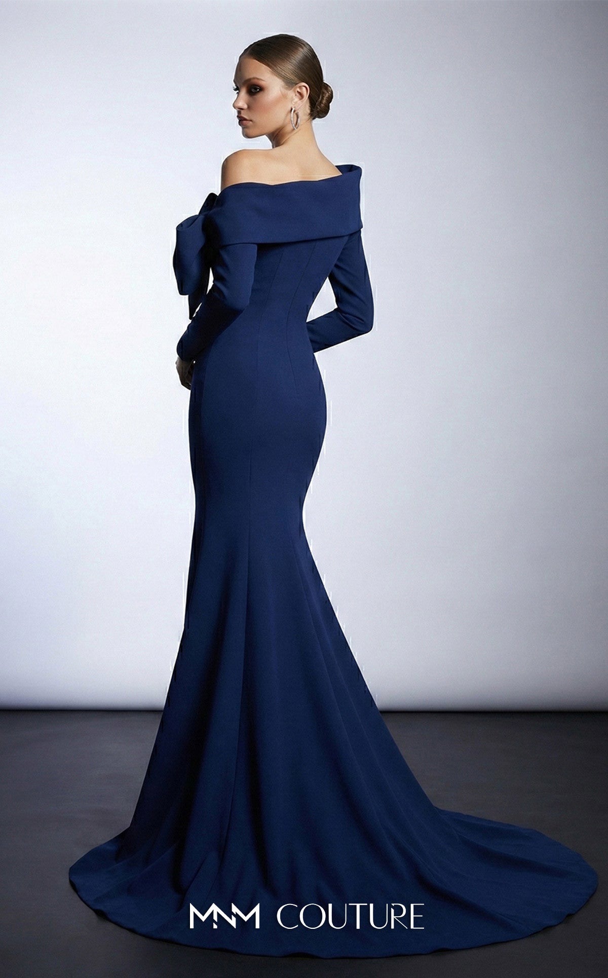 Off-the-Shoulder Floor-Length Scuba Occasion Mermaid MNM Couture F03007