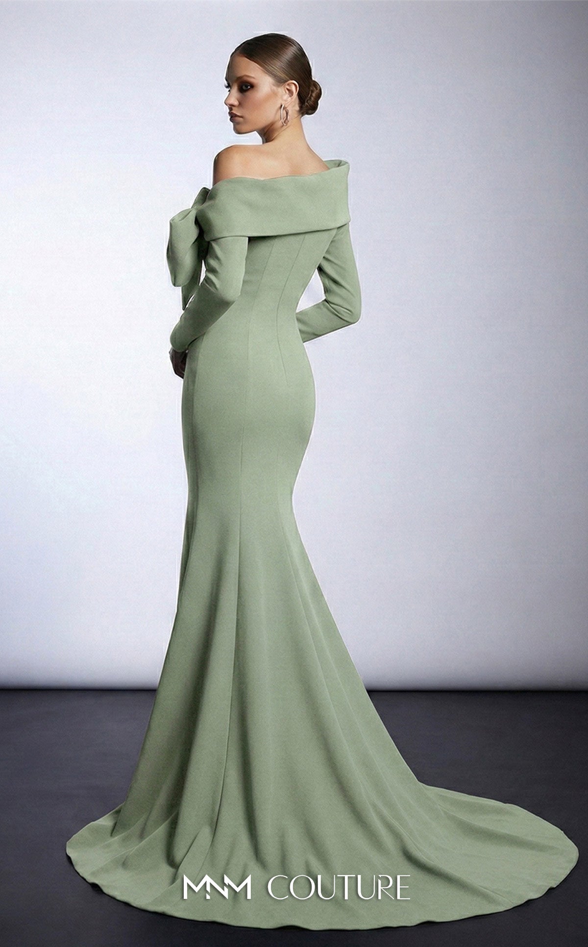 Off-the-Shoulder Floor-Length Scuba Occasion Mermaid MNM Couture F03007
