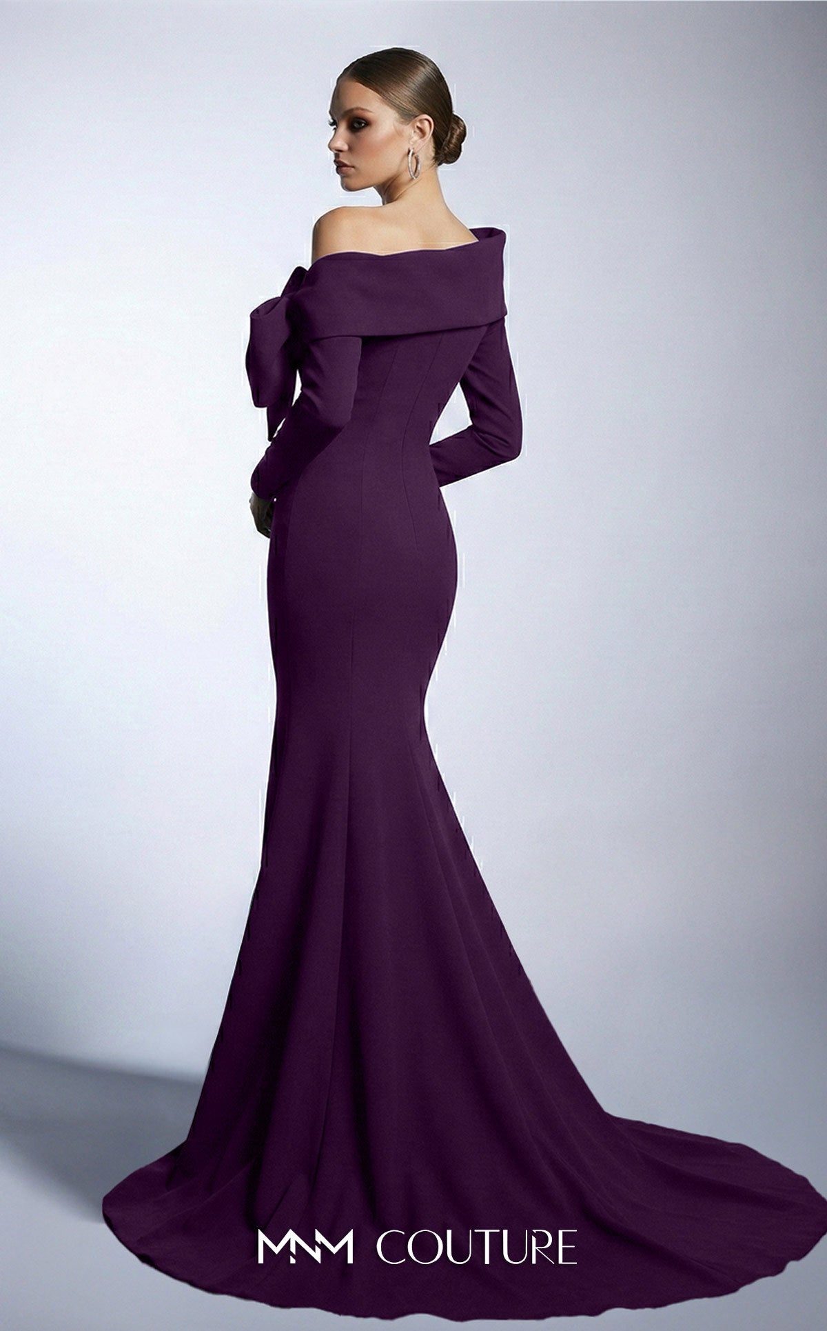 Off-the-Shoulder Floor-Length Scuba Occasion Mermaid MNM Couture F03007