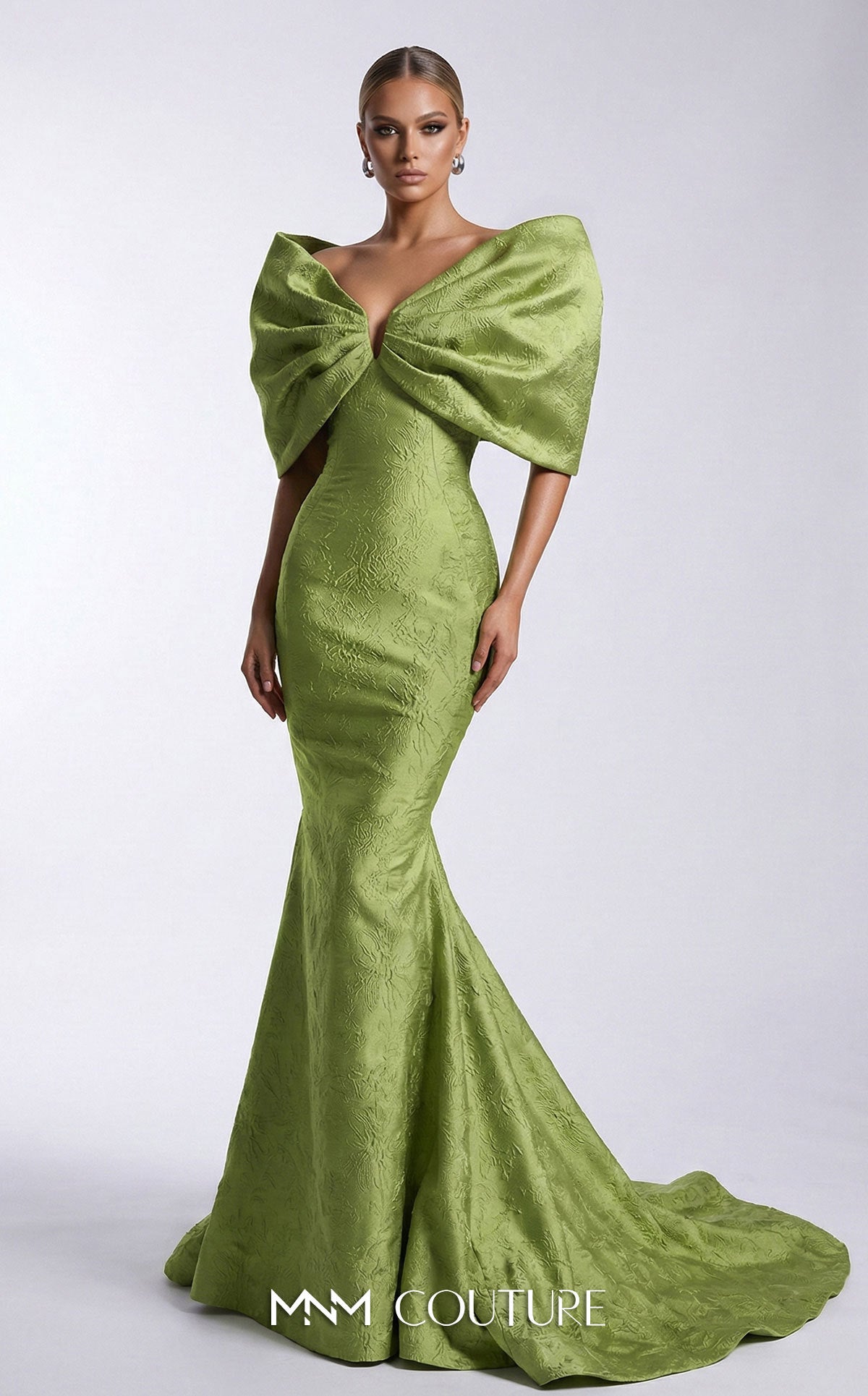 Off-the-Shoulder Floor-Length Satin Formal Mermaid MNM Couture F03009