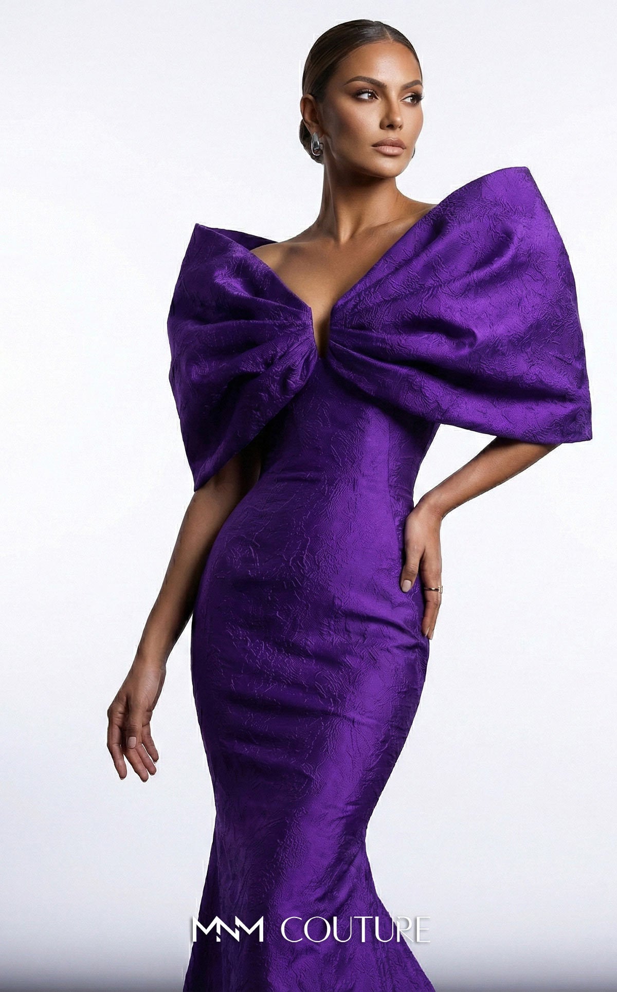 Off-the-Shoulder Floor-Length Satin Formal Mermaid MNM Couture F03009
