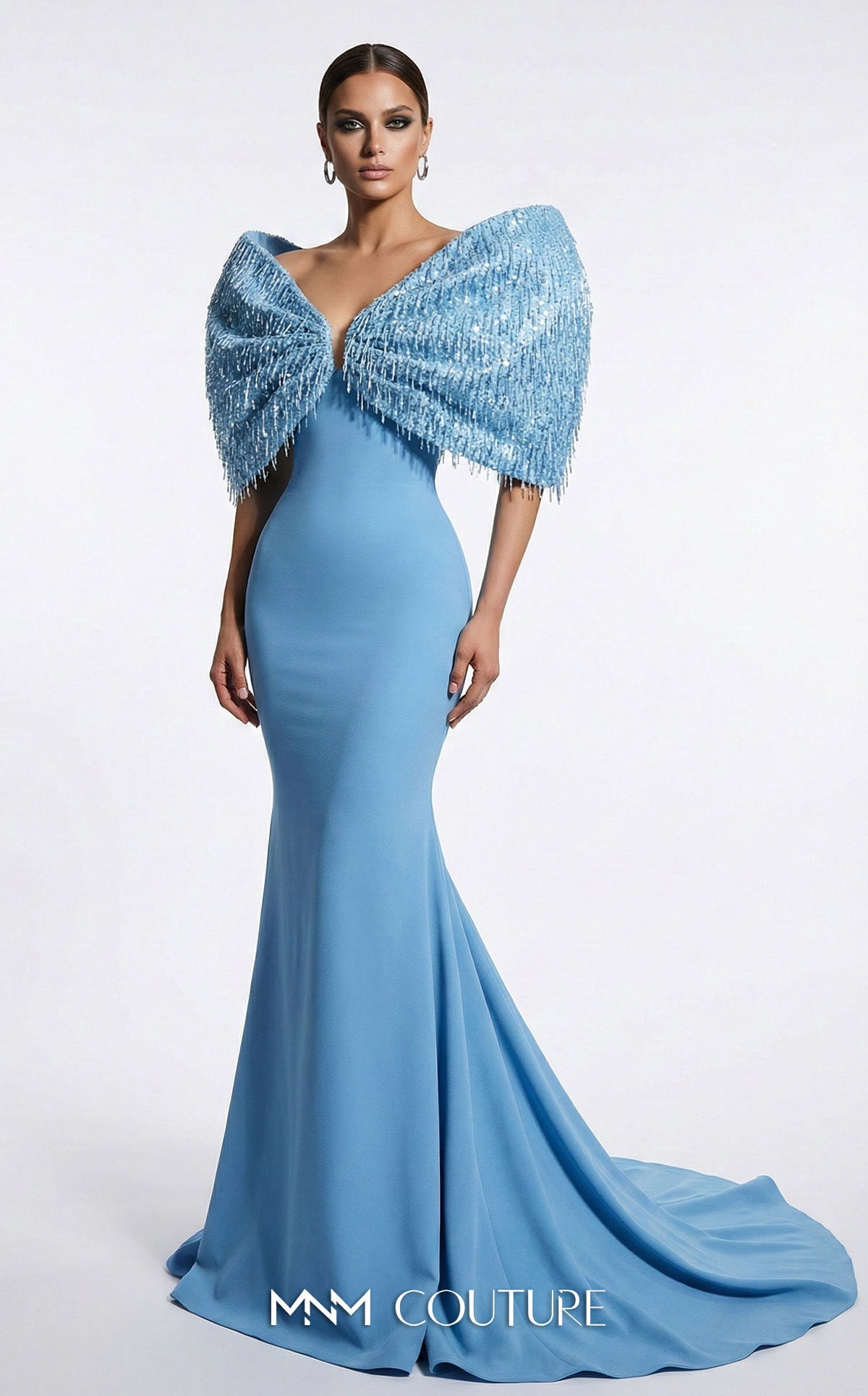 Off-the-Shoulder Floor-Length Satin Occasion Mermaid MNM Couture F03012