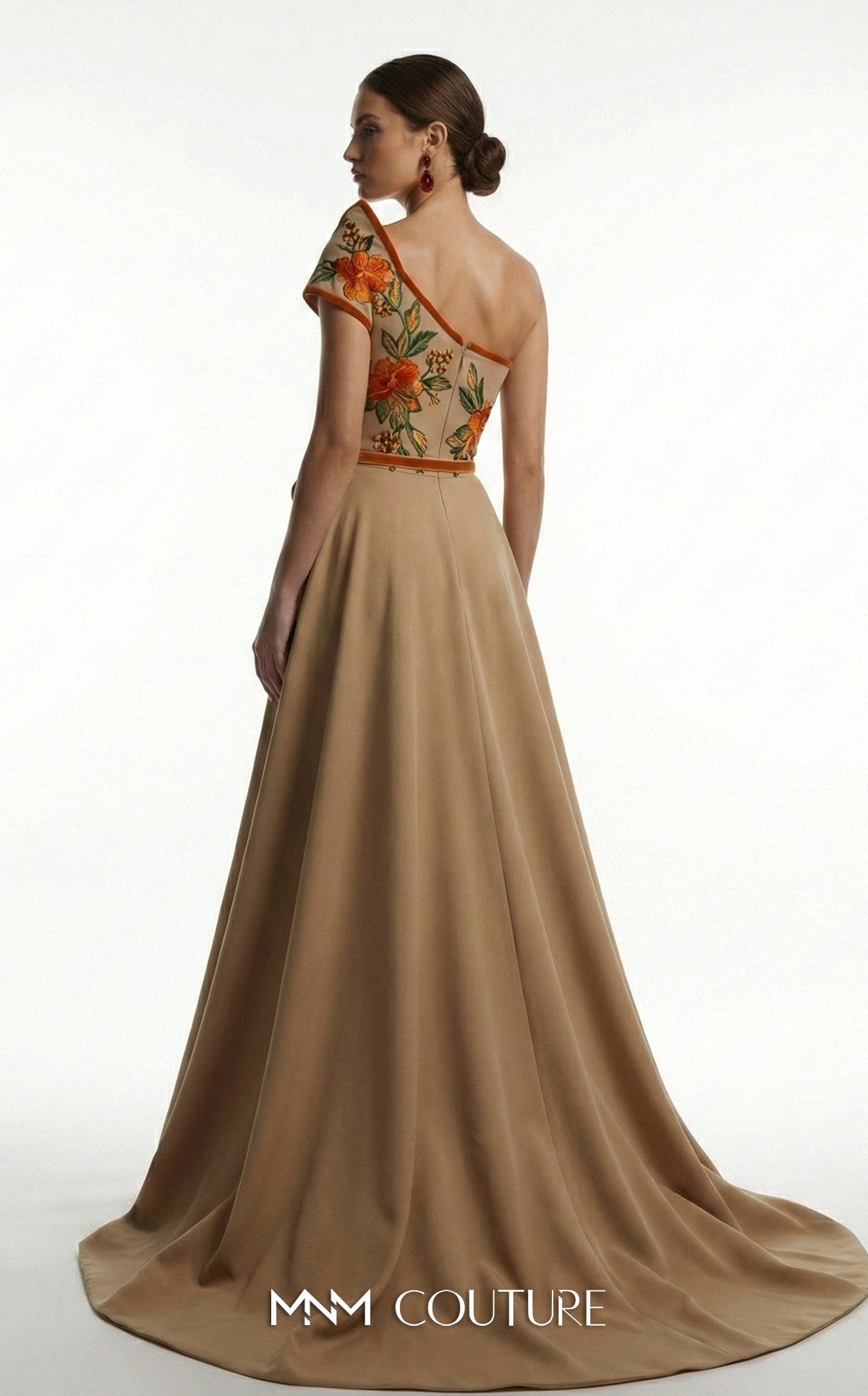 One-Shoulder Floor-Length Satin Occasion Mermaid MNM Couture F03023