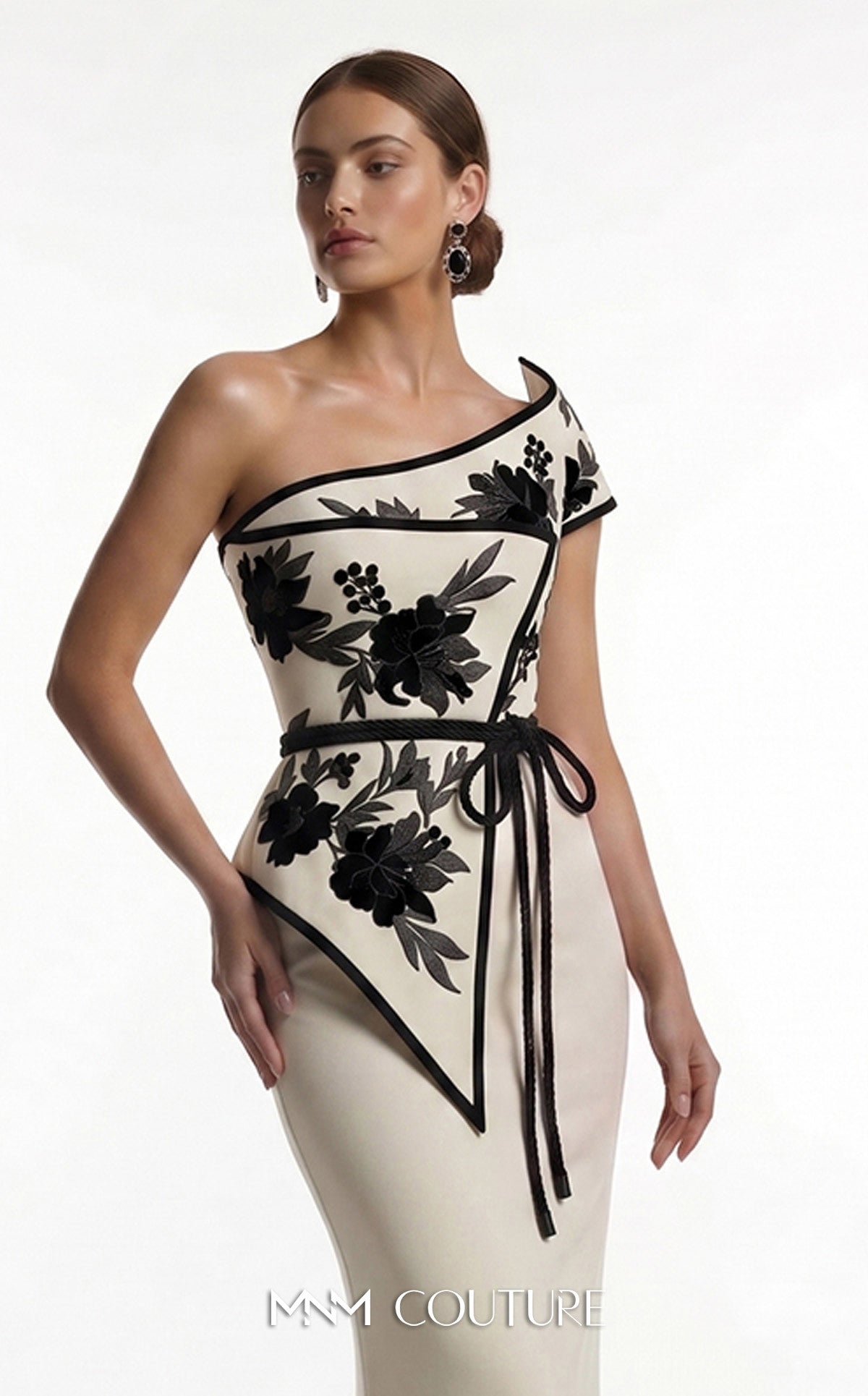 One-Shoulder Floor-Length Satin Occasion Mermaid MNM Couture F03023