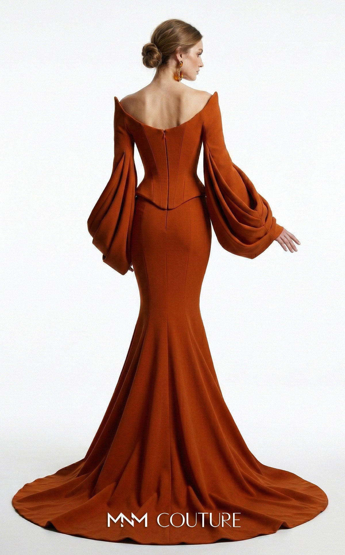 Off-the-Shoulder Floor-Length Scuba Formal Mermaid MNM Couture F03036