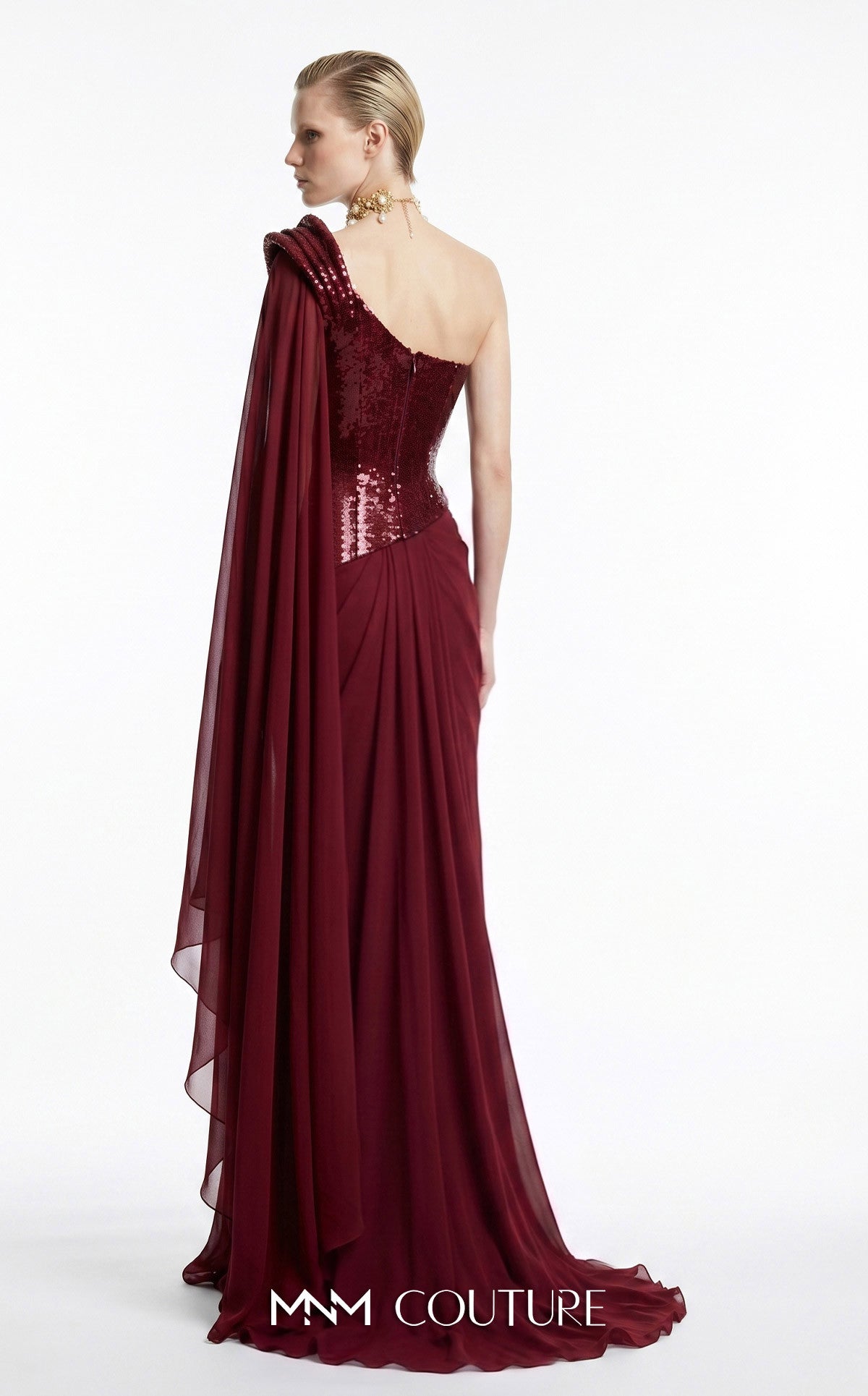 Off-the-Shoulder Floor-Length Sequin Formal Mermaid MNM Couture F03048