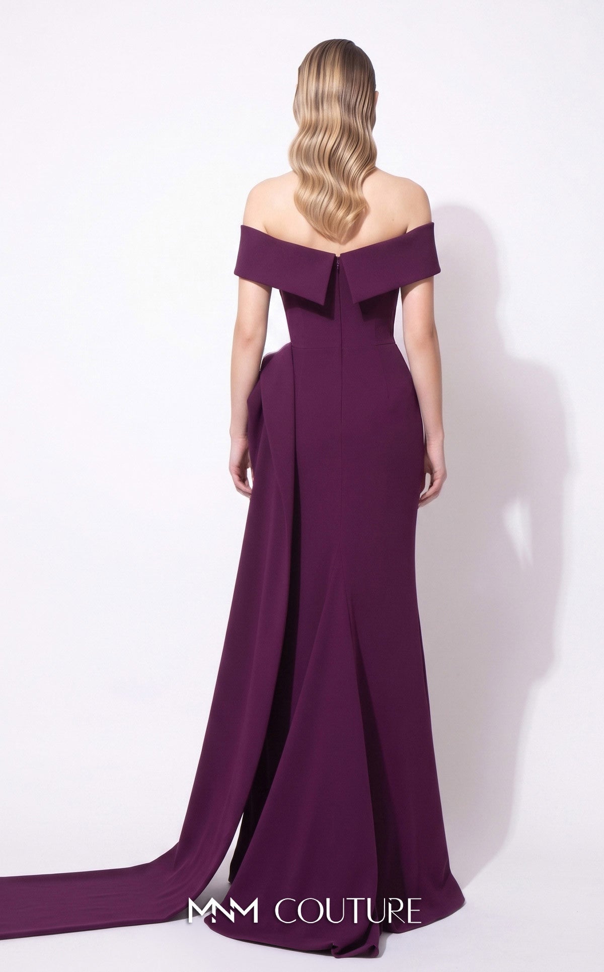 Off-the-Shoulder Floor-Length Scuba Formal Mermaid MNM Couture F03064