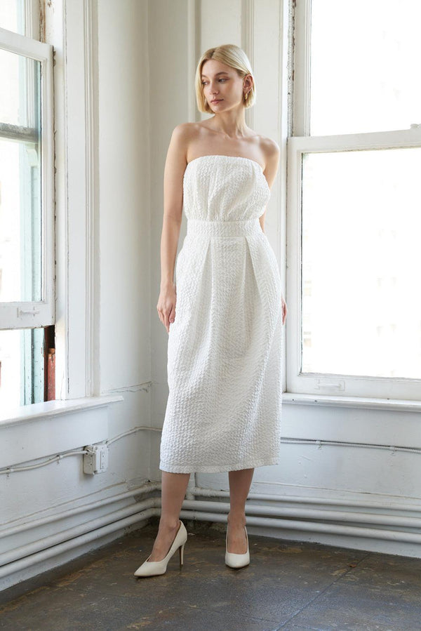 Strapless Straight Neck Midi Lace Formal Sheath/Column Flying Tomato FD1091