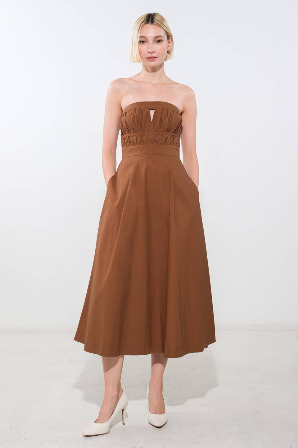 Cocktail Dresses Evening Formal Cocktail Midi Dress Flying Tomato FD1166 Mocha