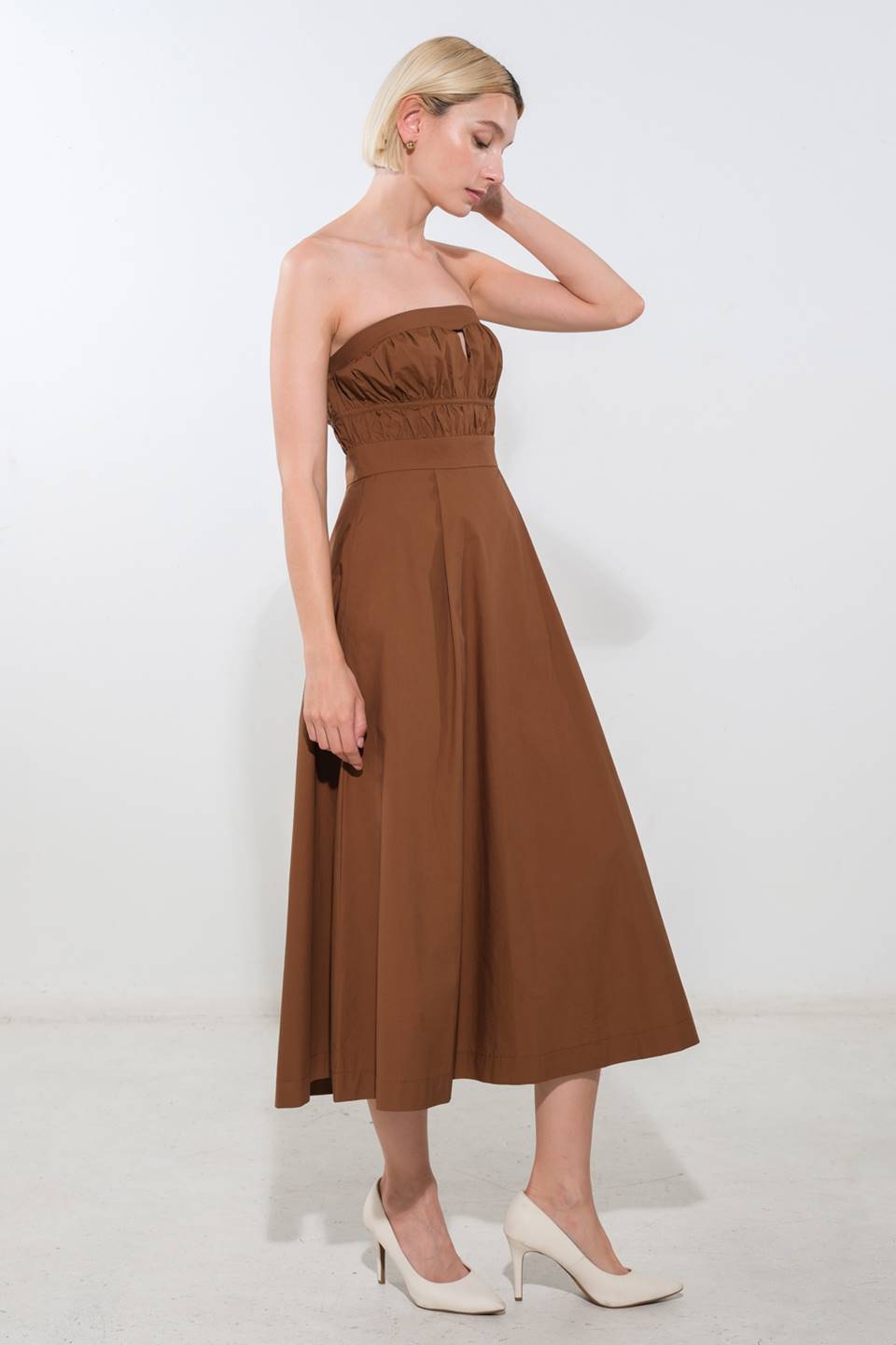 Cocktail Dresses Evening Formal Cocktail Midi Dress Flying Tomato FD1166 Mocha