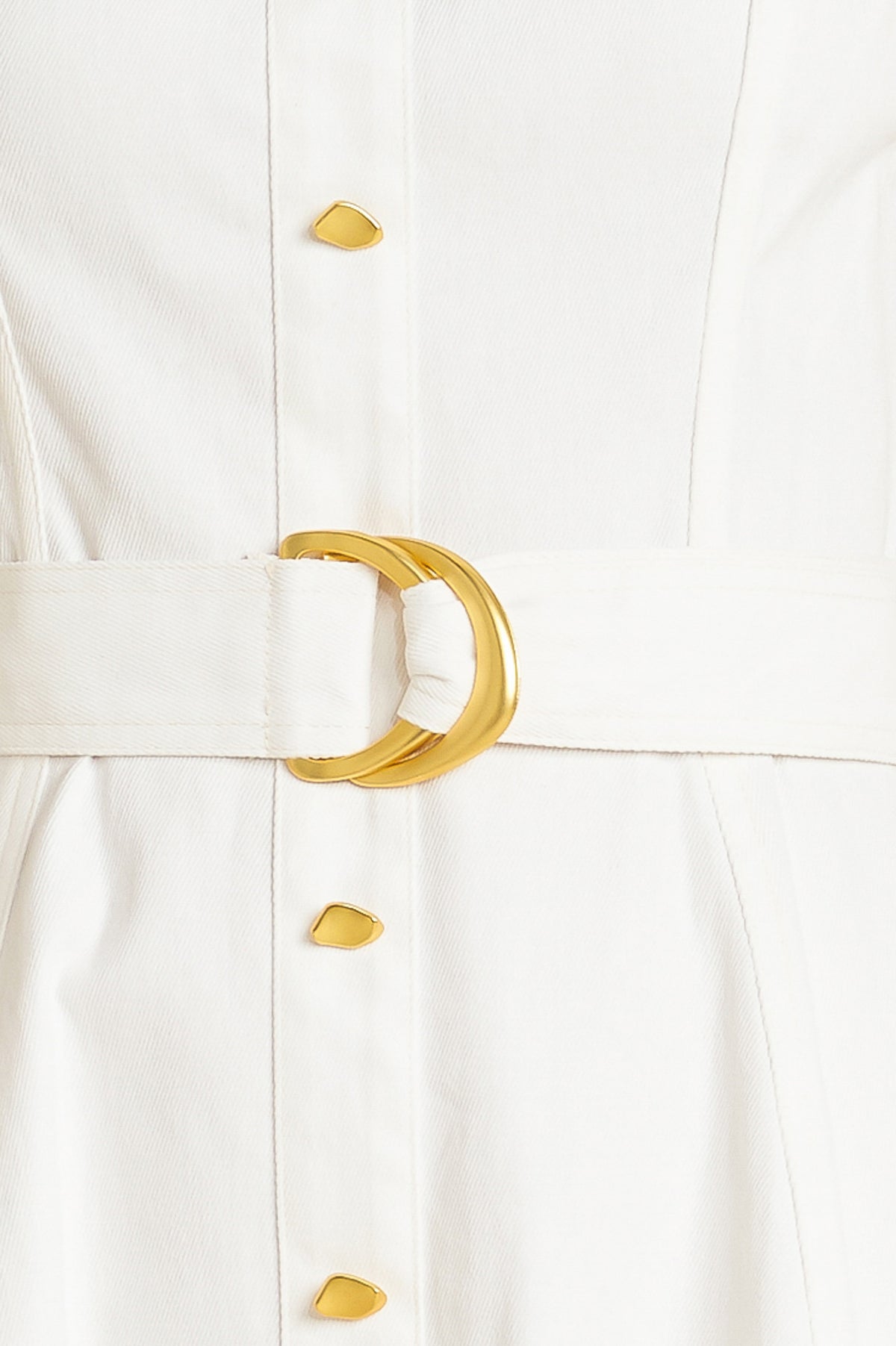 White Sweetheart Midi Cotton Cocktail Button-Down A-Line Belted Dress Flying Tomato FD1227