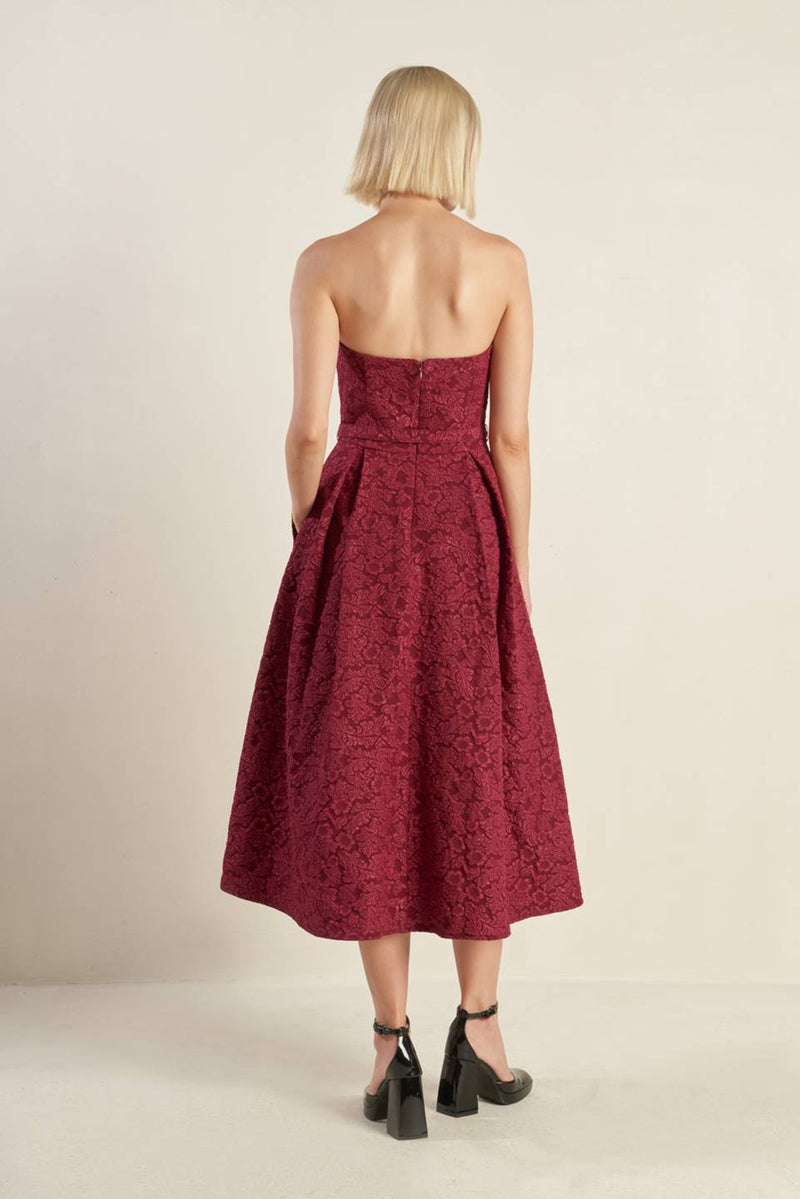 Cocktail Dresses Midi Floral Cocktail Formal Dress Flying Tomato FD1304 Burgundy