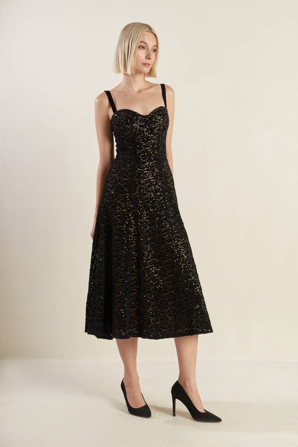 Cocktail Dresses Evening Cocktail Midi Lace Dress Flying Tomato FD1320 Black