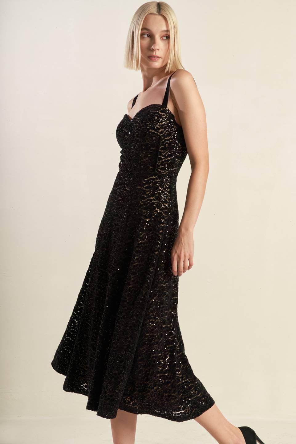 Cocktail Dresses Evening Cocktail Midi Lace Dress Flying Tomato FD1320 Black