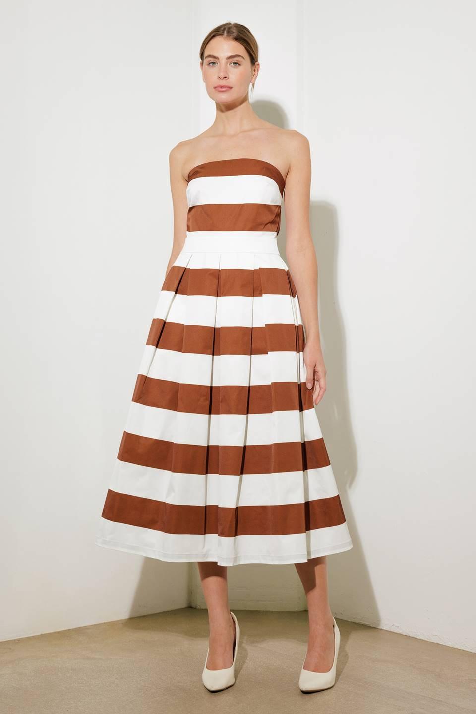Strapless Straight Neck Tea-Length Satin Cocktail A-Line Flying Tomato FD1352