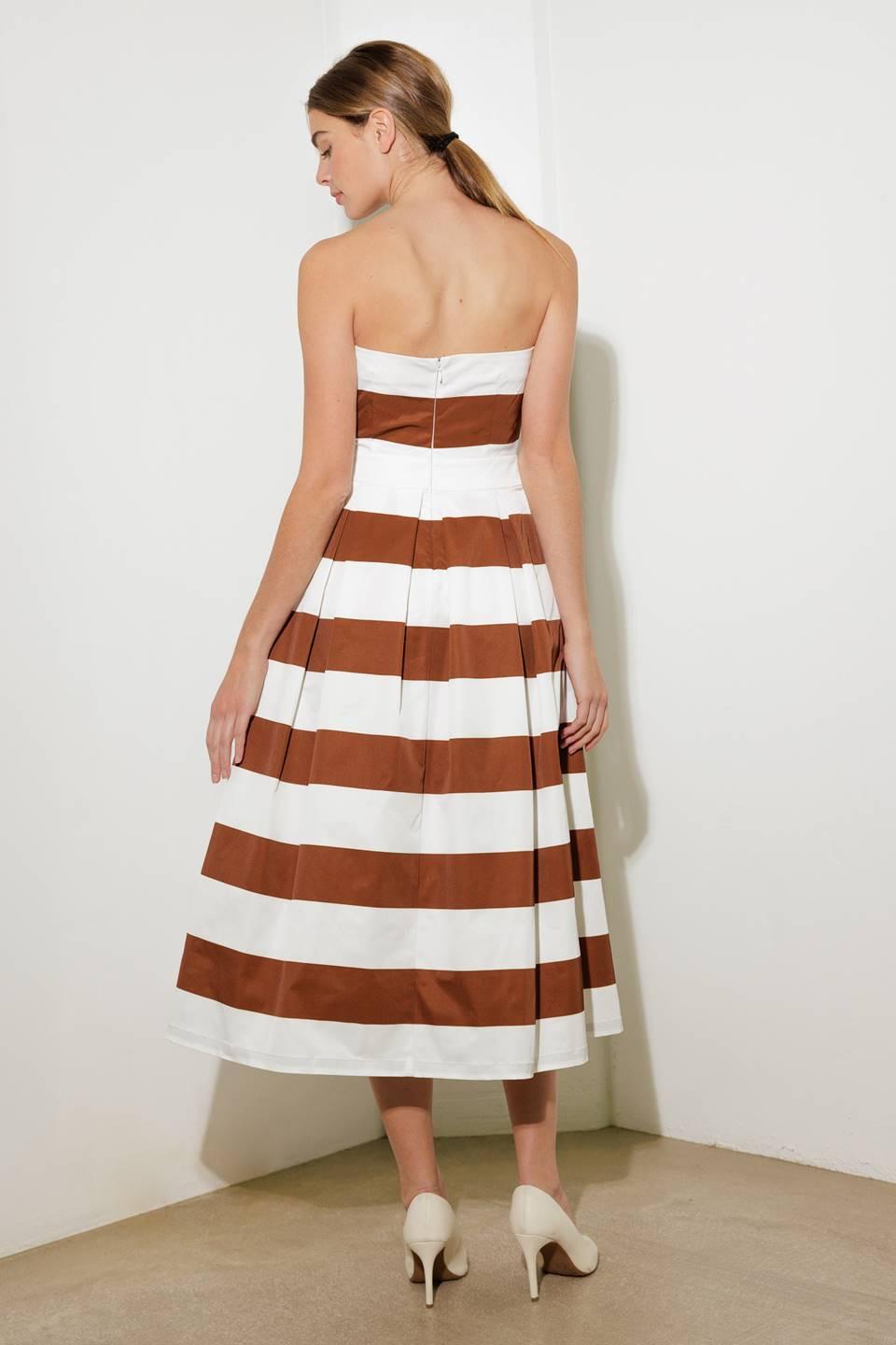 Strapless Straight Neck Tea-Length Satin Cocktail A-Line Flying Tomato FD1352
