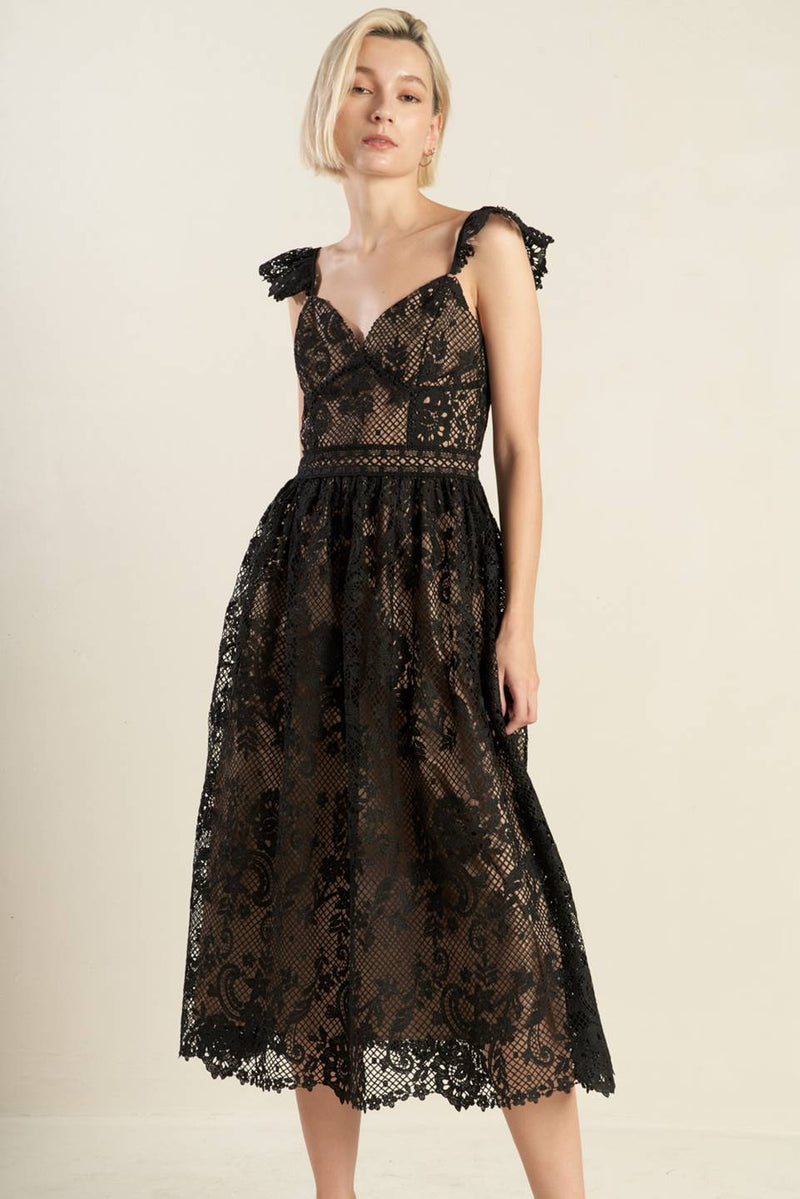 Cocktail Dresses Midi Lace A Line Cocktail Formal Dress Flying Tomato FD1354 Black
