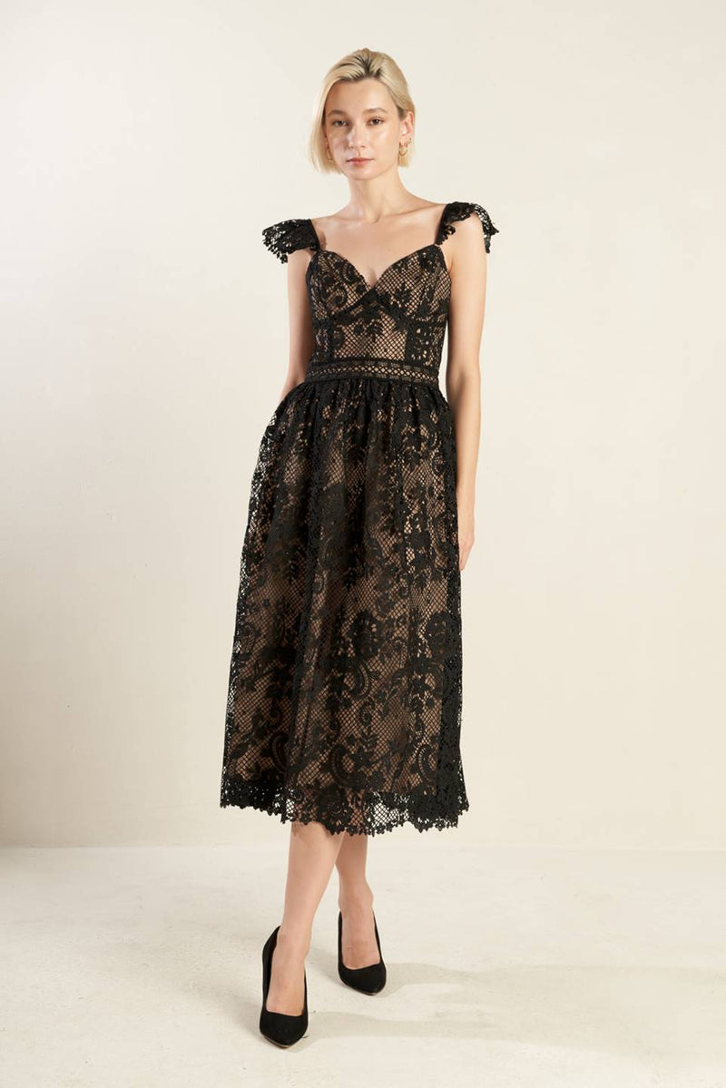 Cocktail Dresses Midi Lace A Line Cocktail Formal Dress Flying Tomato FD1354 Black