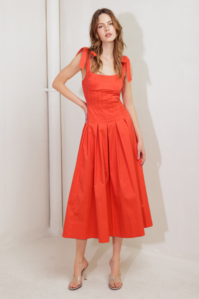 Cocktail Dresses Short A Line Cocktail Midi Pleated Evening Dress Flying Tomato FD1640 Coral Red