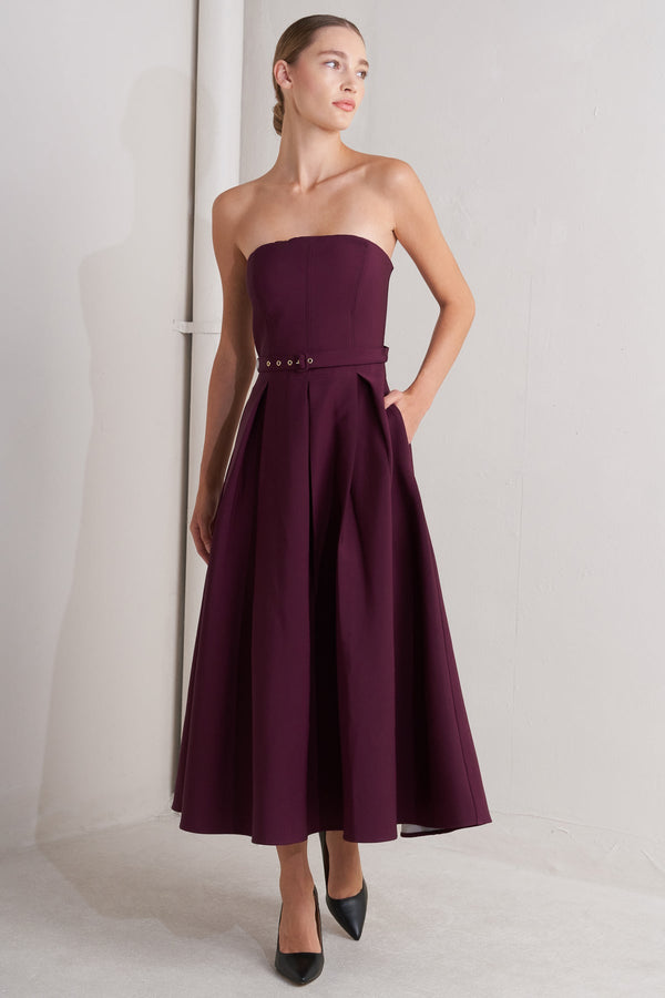 A Line Tea Length Cocktail Pleated Dress Flying Tomato FD1646
