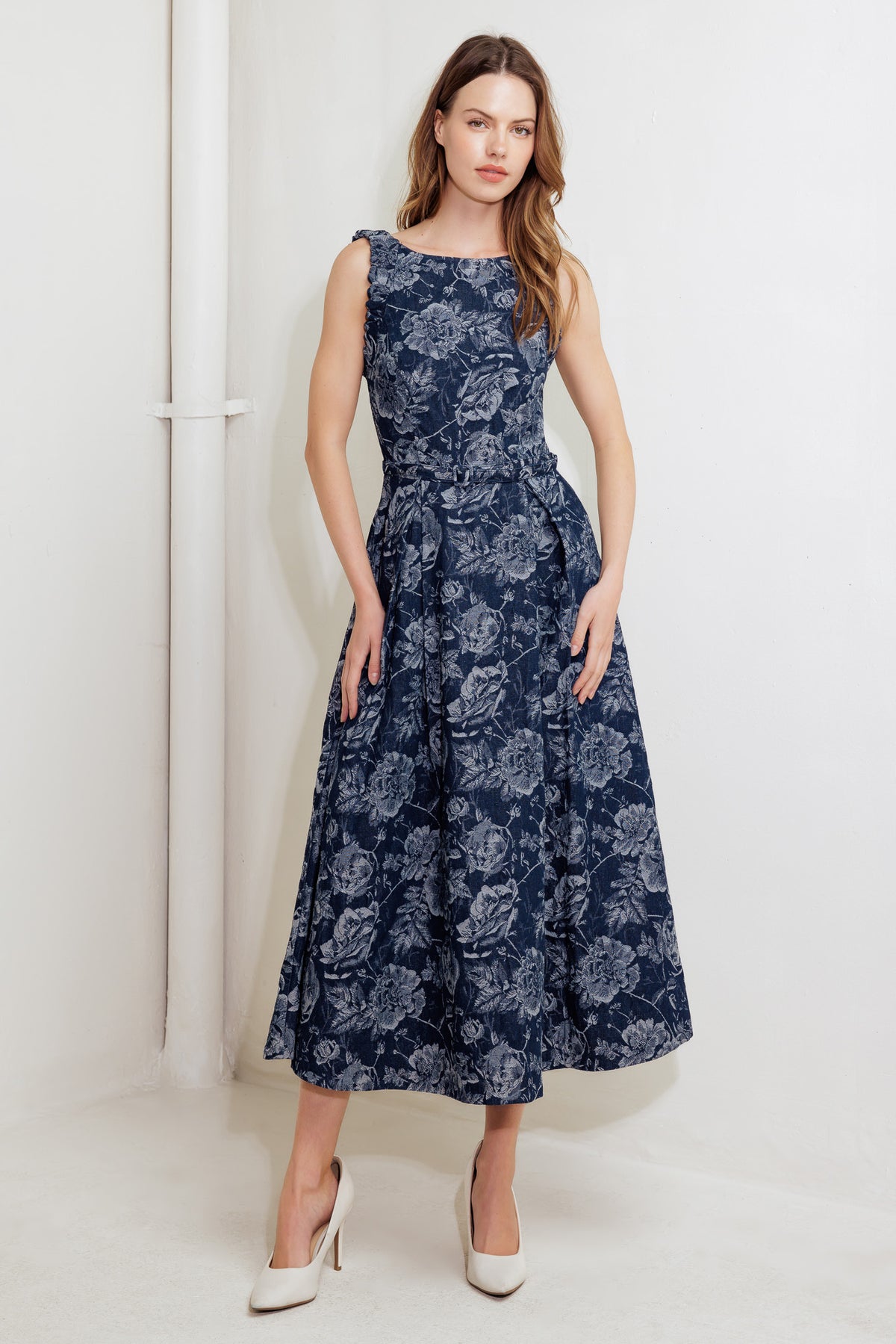 Cocktail Dresses Tea Length Floral Print Short A Line Cocktail Dress Flying Tomato FD1680 Denim